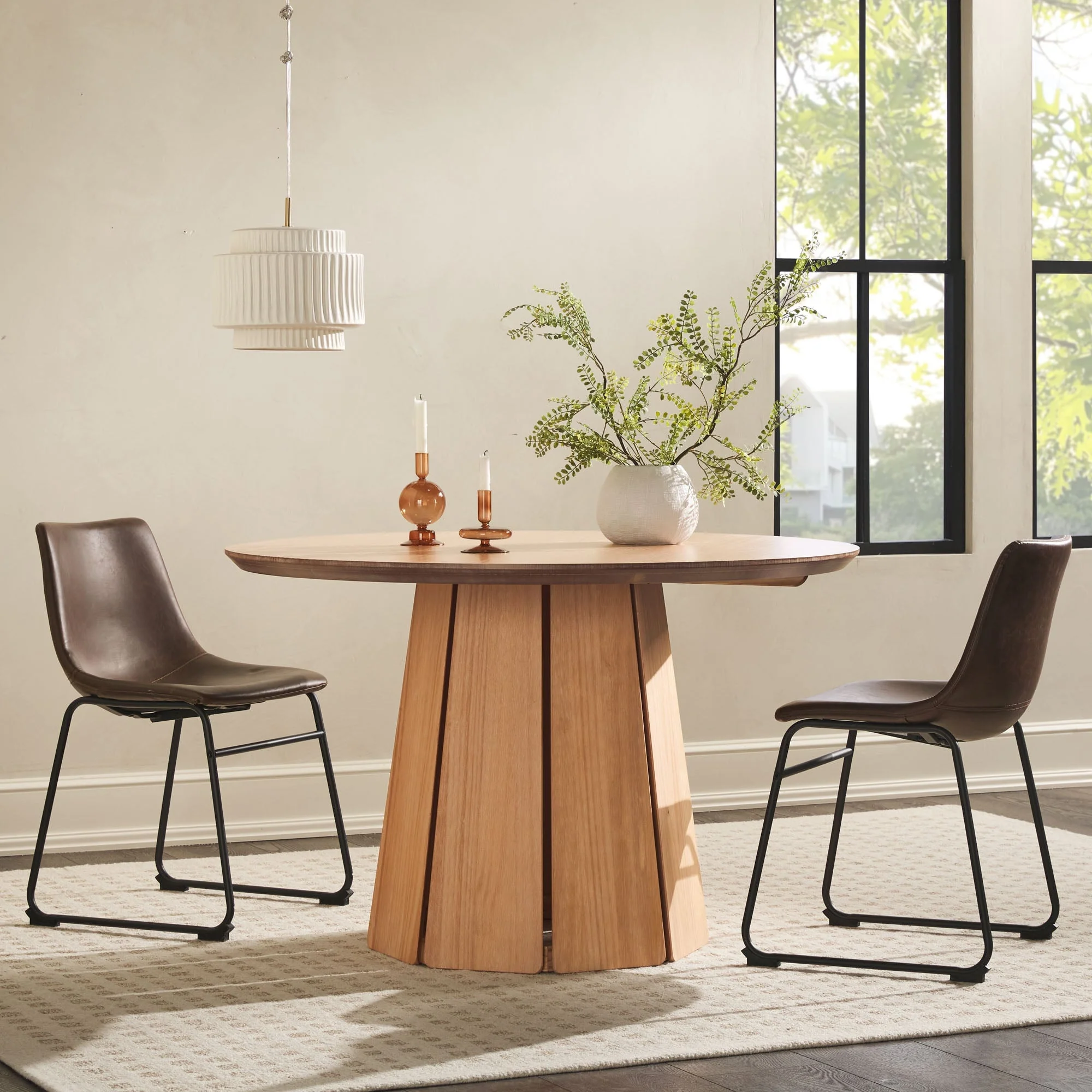 48" Round Solid Wood Pedestal Dining Table - Image 16