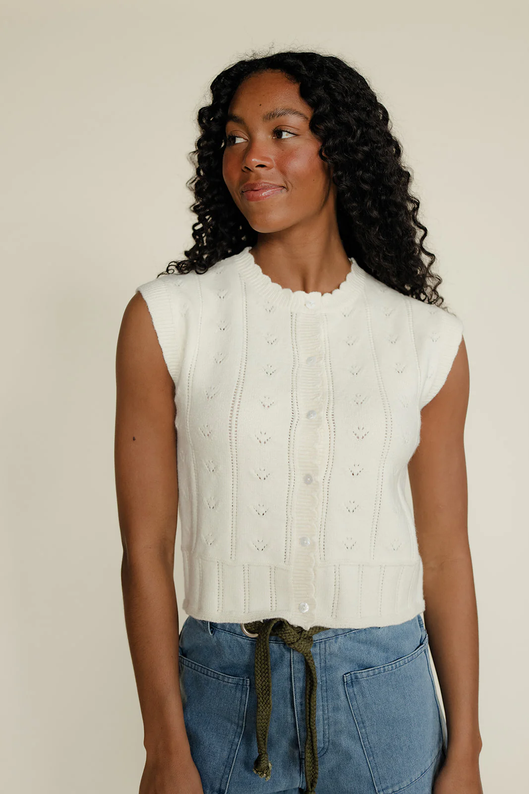 All The Fun Pointelle Vest - Image 4