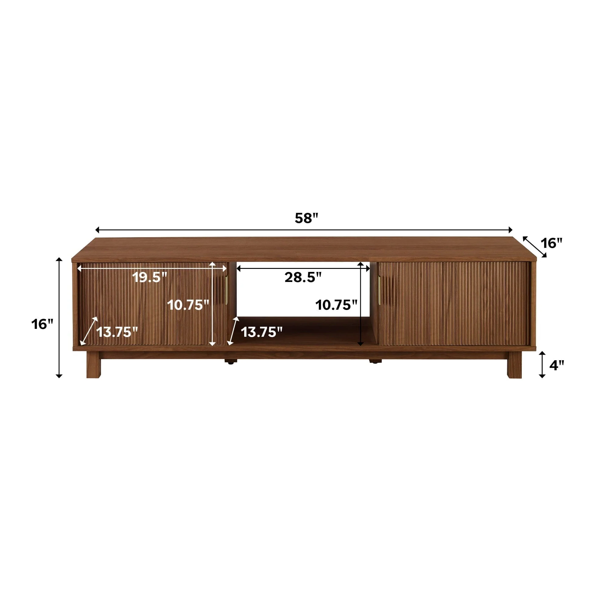 Arundo Mid-Century Modern Scandinavian 2-Door Reeded TV Stand - Image 10