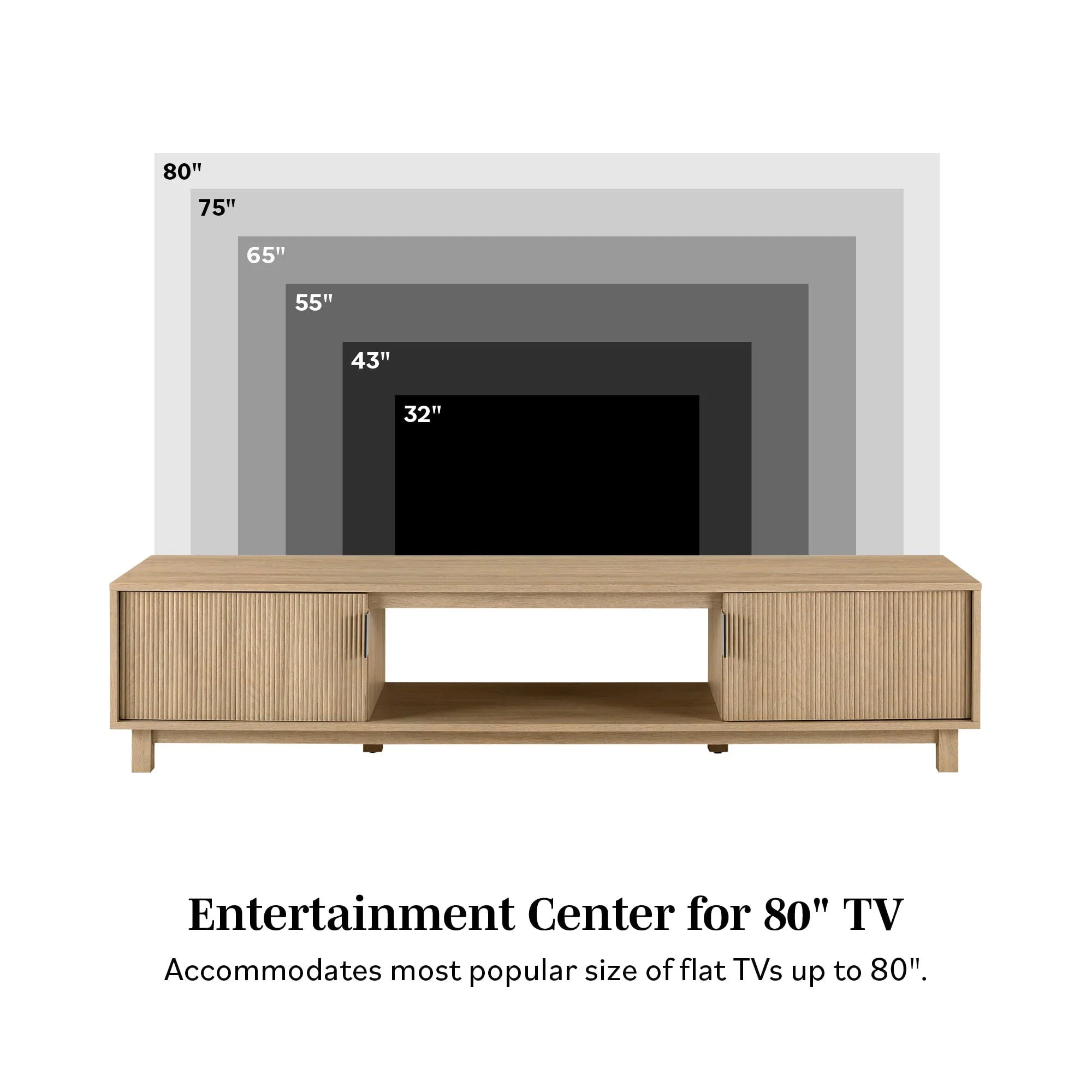 Arundo Mid-Century Modern Scandinavian 2-Door Reeded TV Stand - Image 13