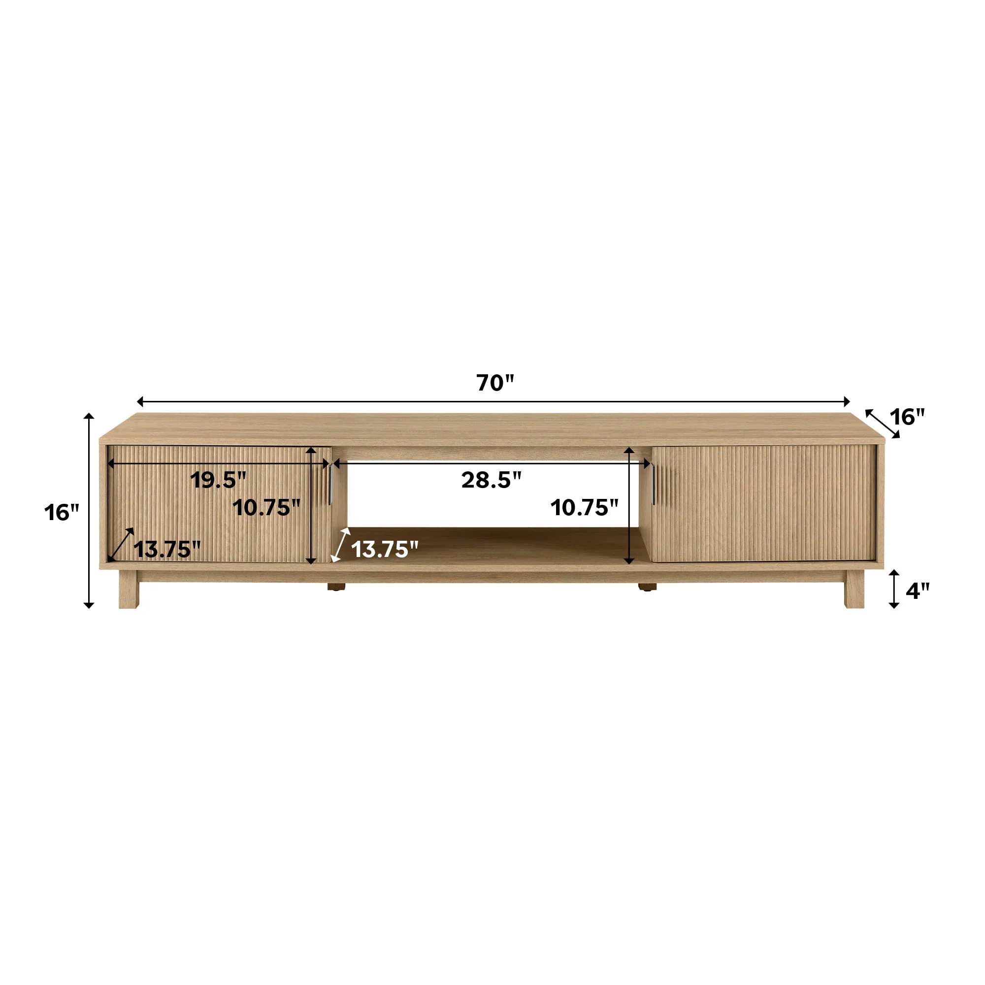 Arundo Mid-Century Modern Scandinavian 2-Door Reeded TV Stand - Image 15