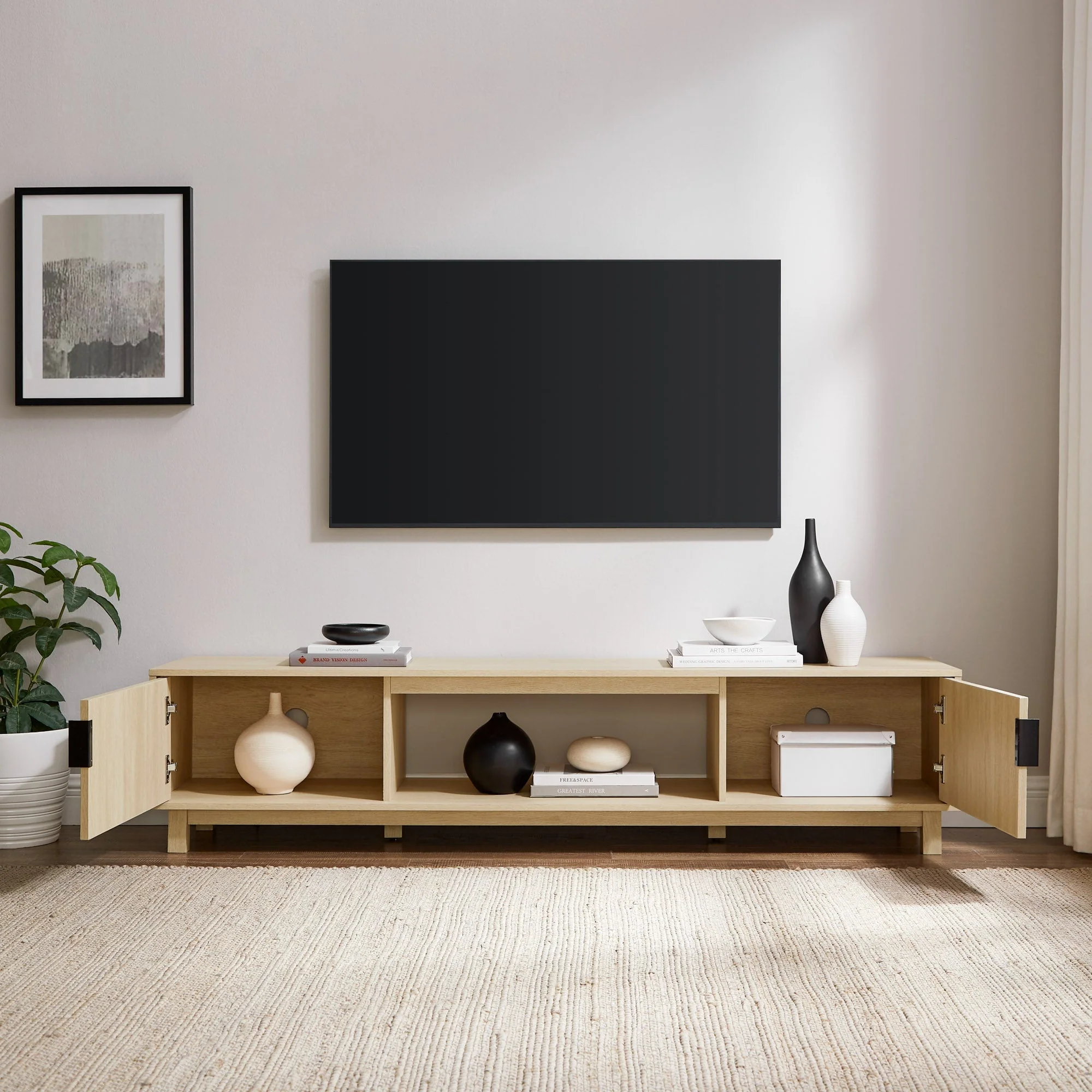 Arundo Mid-Century Modern Scandinavian 2-Door Reeded TV Stand - Image 17