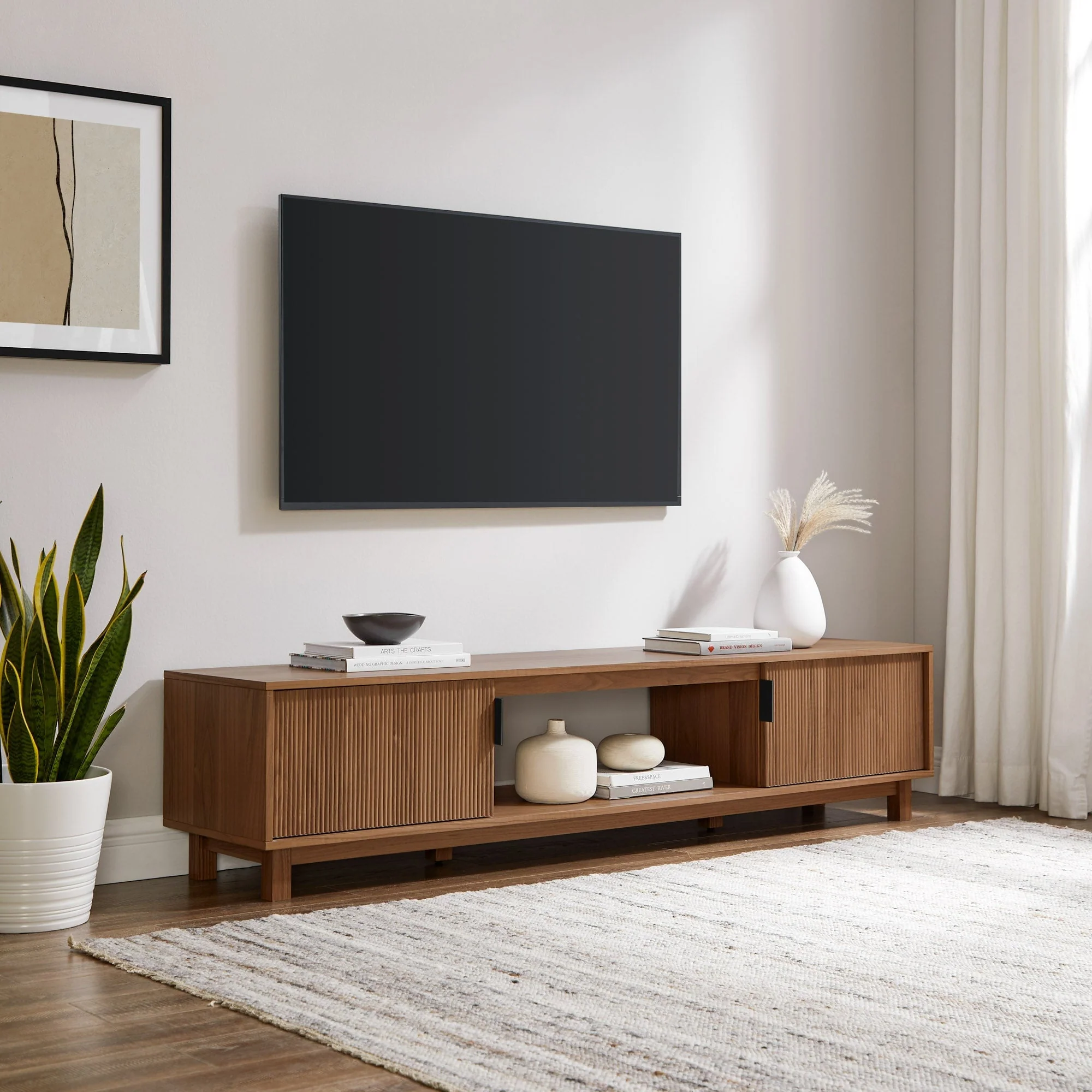 Arundo Mid-Century Modern Scandinavian 2-Door Reeded TV Stand - Image 19