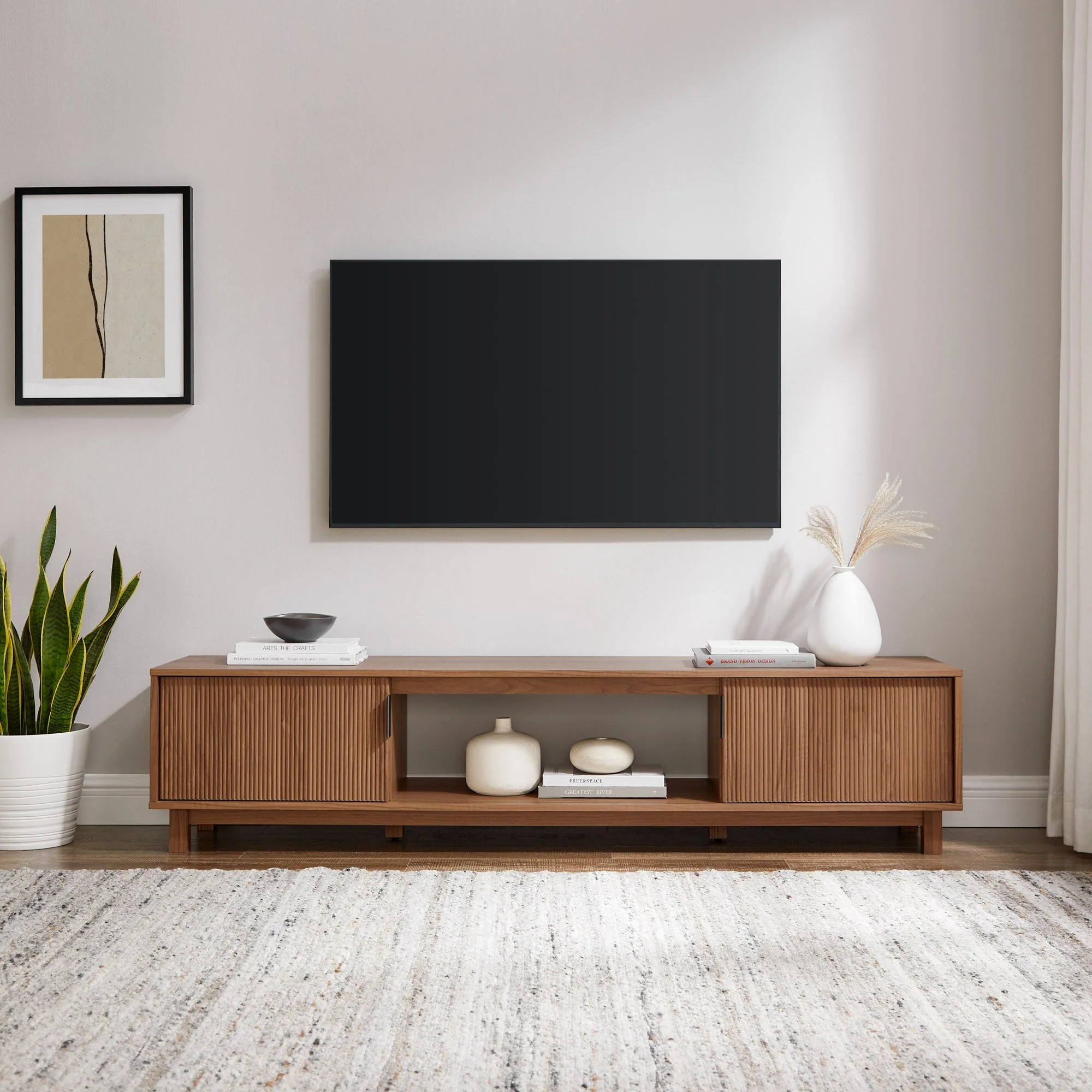 Arundo Mid-Century Modern Scandinavian 2-Door Reeded TV Stand - Image 20