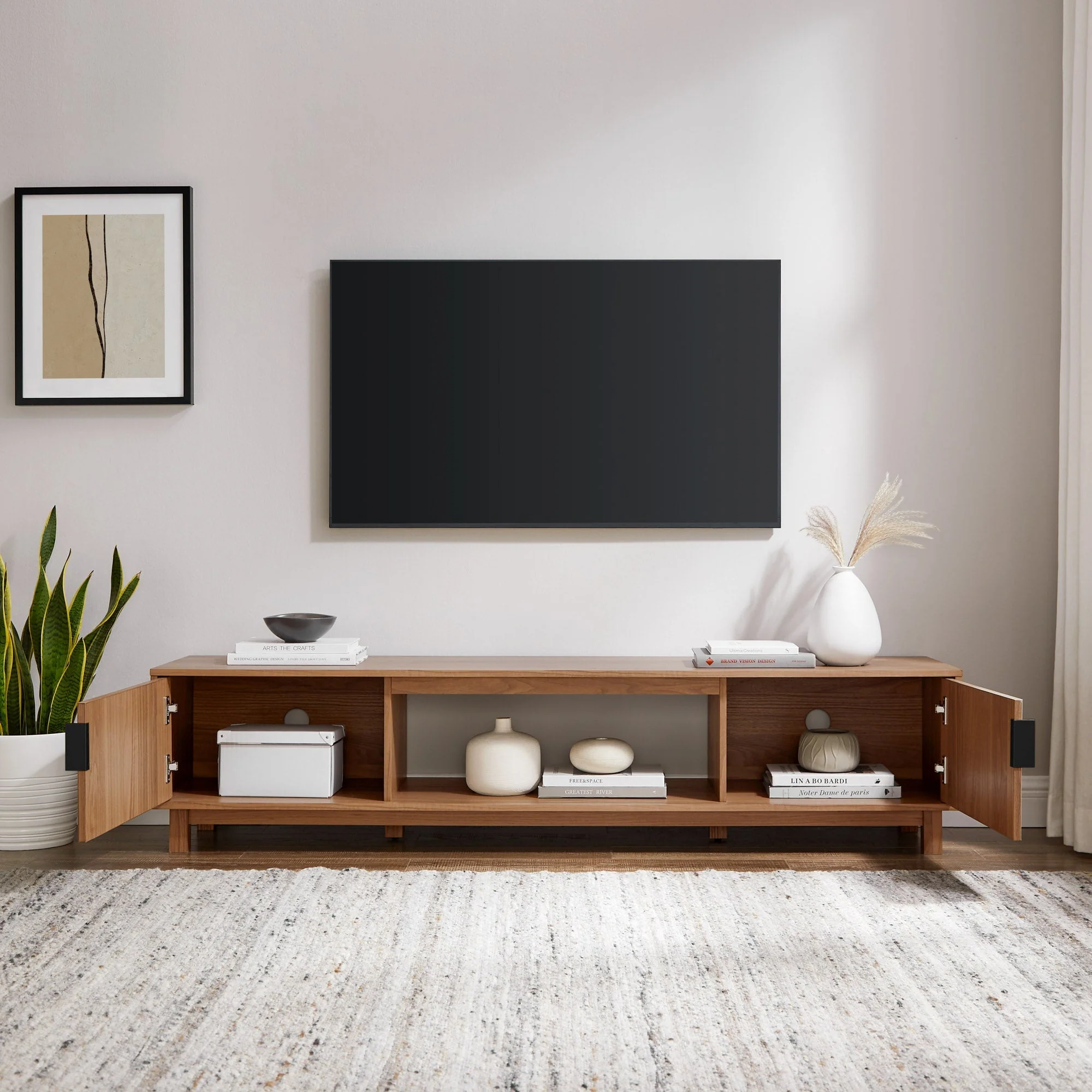 Arundo Mid-Century Modern Scandinavian 2-Door Reeded TV Stand - Image 21
