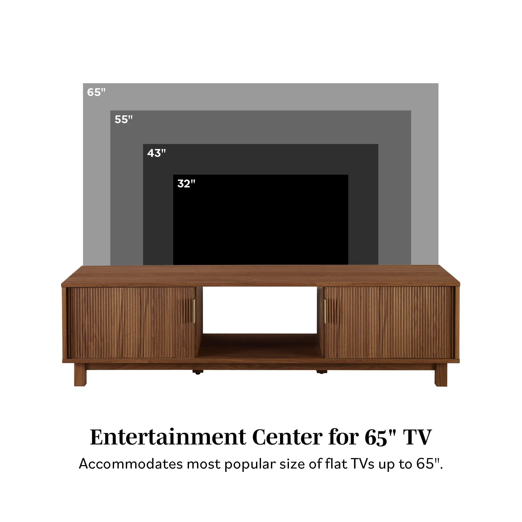 Arundo Mid-Century Modern Scandinavian 2-Door Reeded TV Stand - Image 9