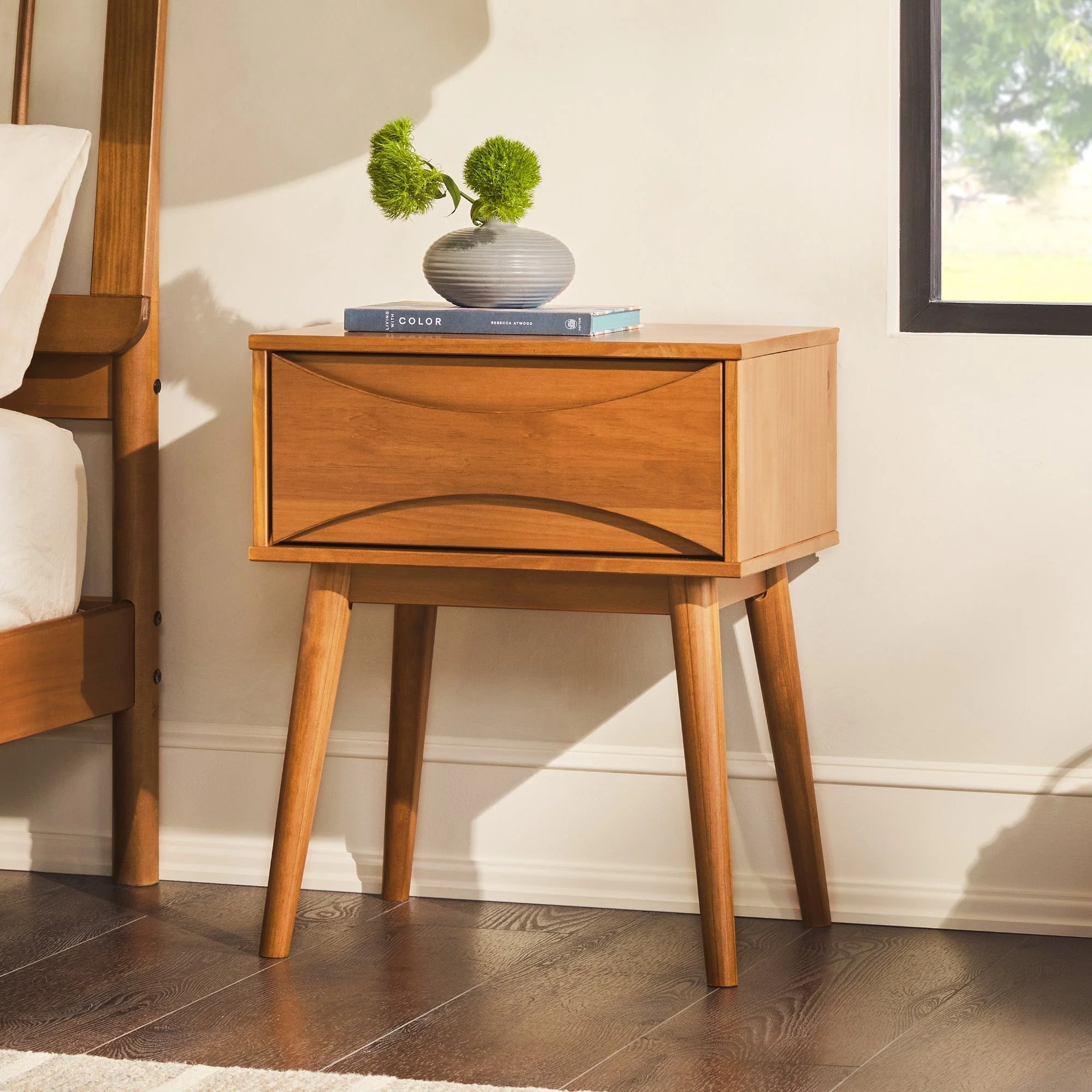 Atticus Solid Wood Mid-Century Modern Nightstand - Image 3