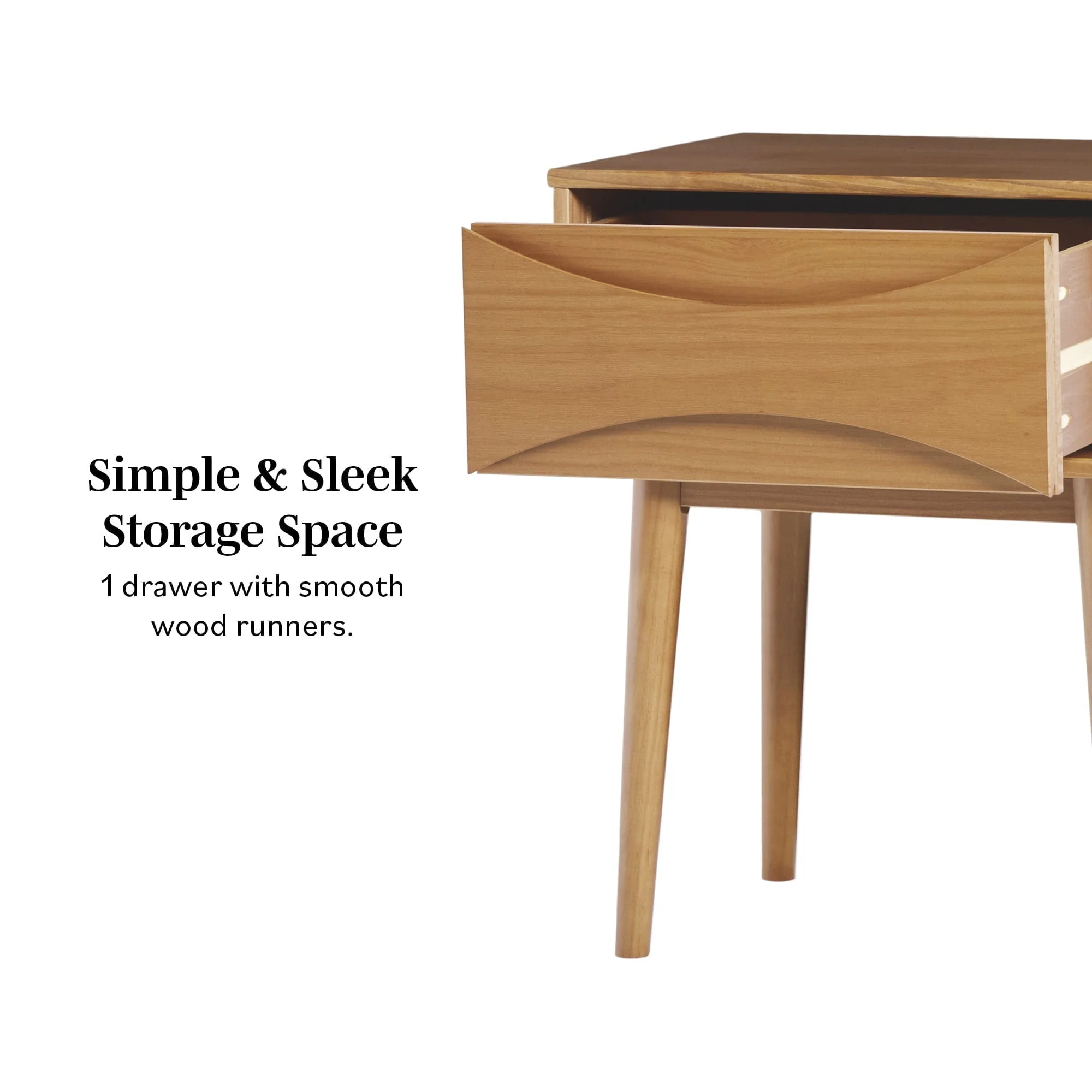 Atticus Solid Wood Mid-Century Modern Nightstand - Image 4