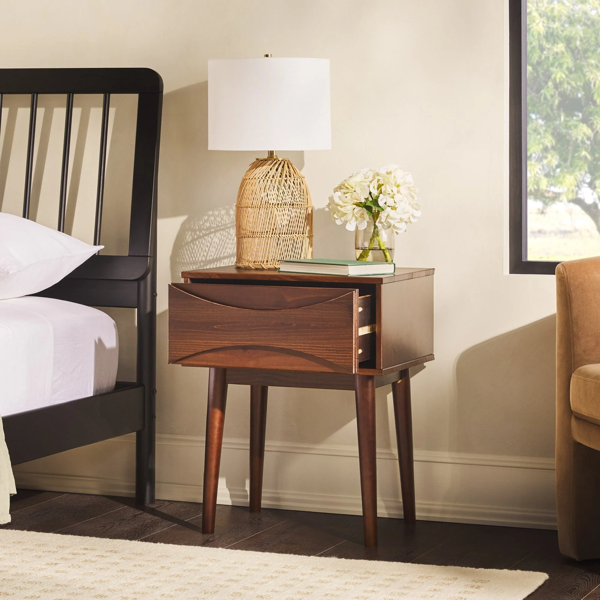 Atticus Solid Wood Mid-Century Modern Nightstand - Image 9