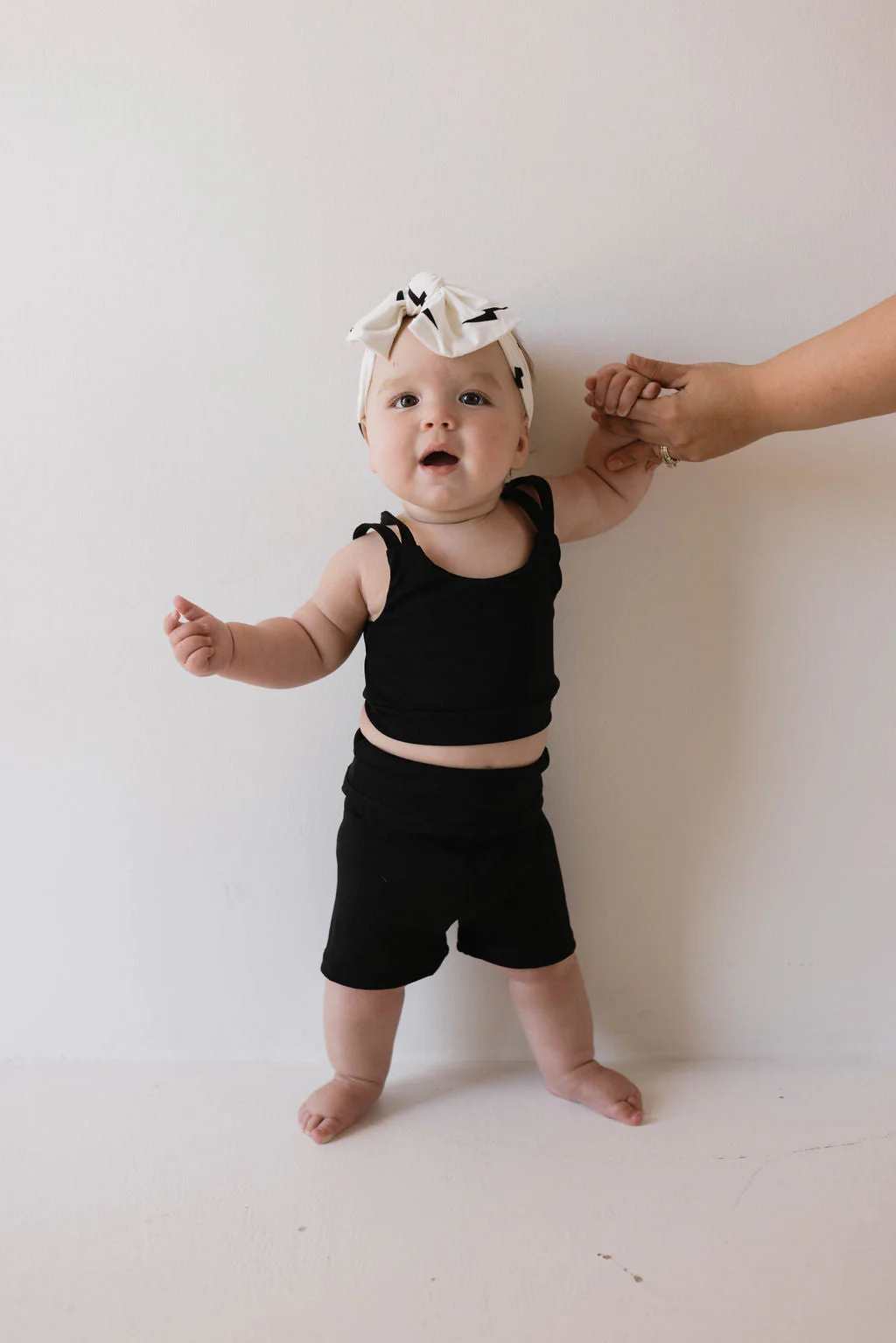 Bamboo Head Wrap | White + Black Bolt
