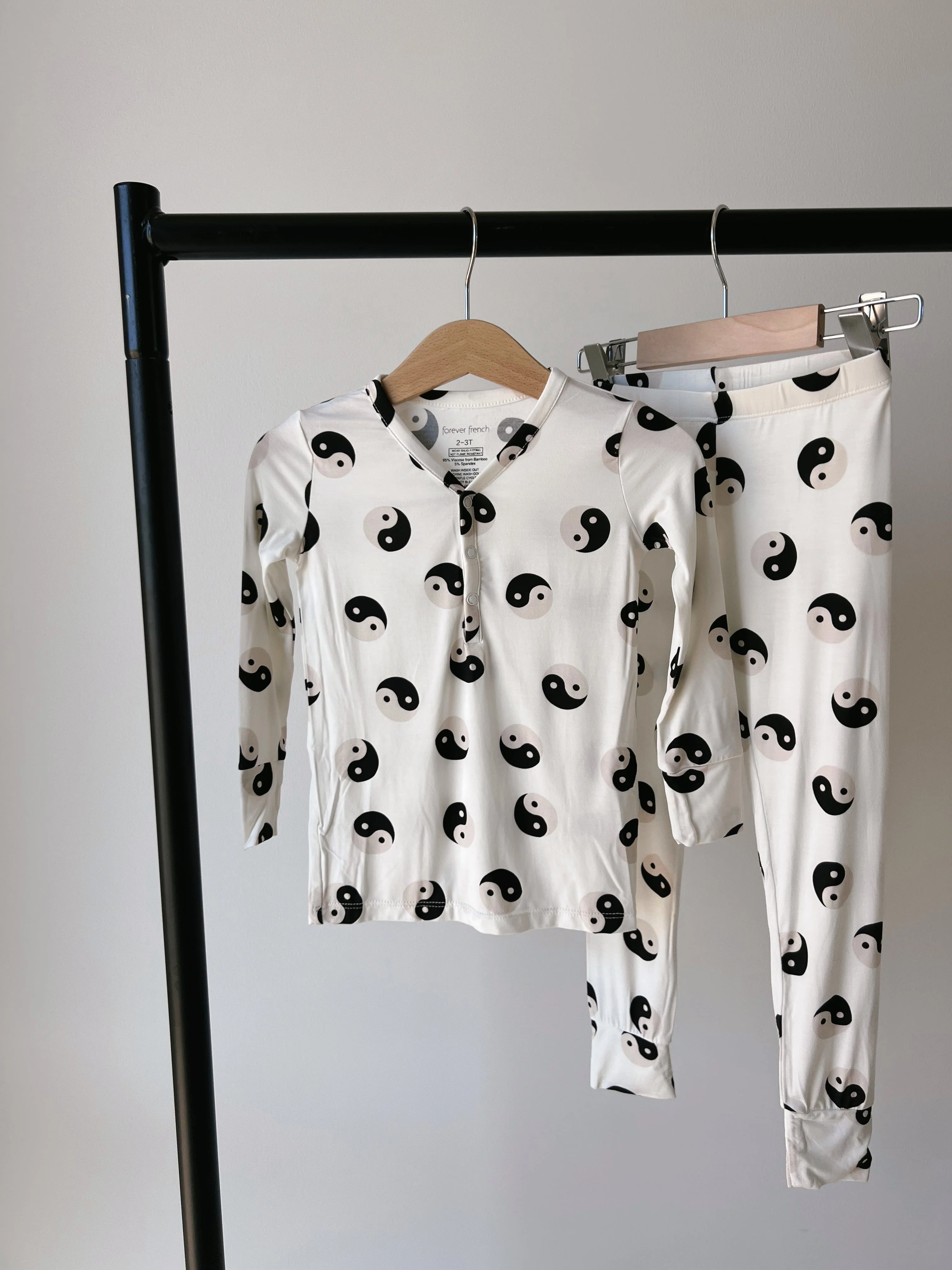 Bamboo Two Piece Pajama | Black & White Yin Yang - Image 2
