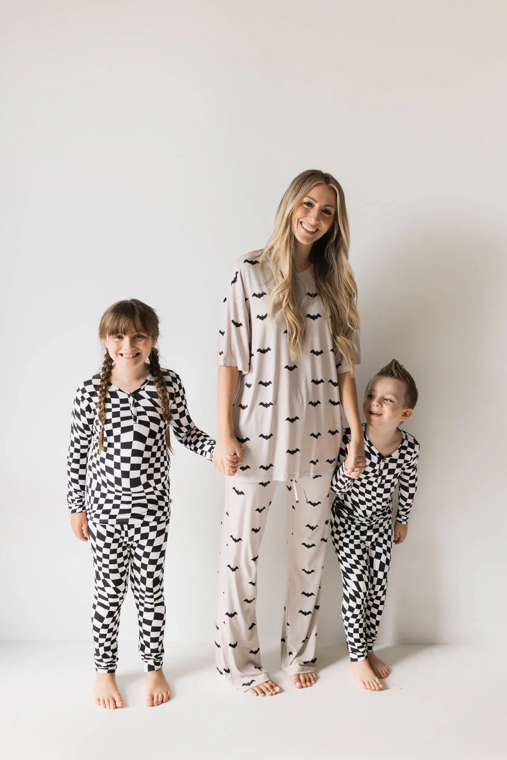 Bamboo Two Piece Pajamas | Black & White Wavy Checkerboard - Image 8