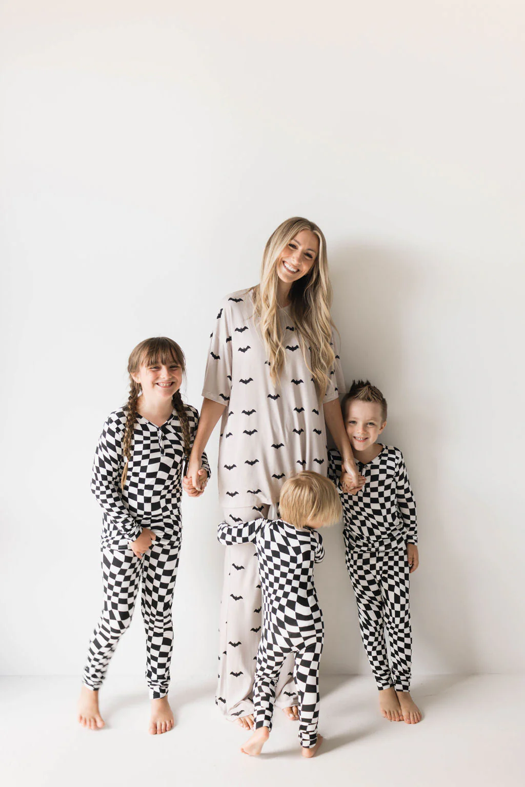 Bamboo Two Piece Pajamas | Black & White Wavy Checkerboard - Image 9