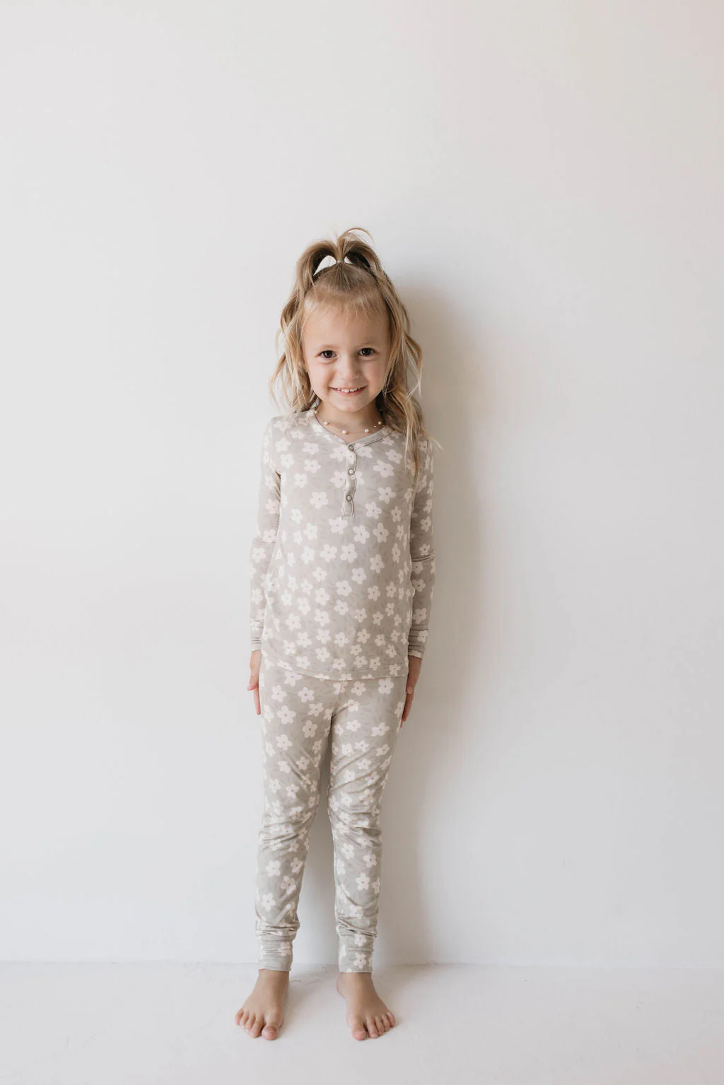 Bamboo Two Piece Pajamas | French Gray Floral - Image 4