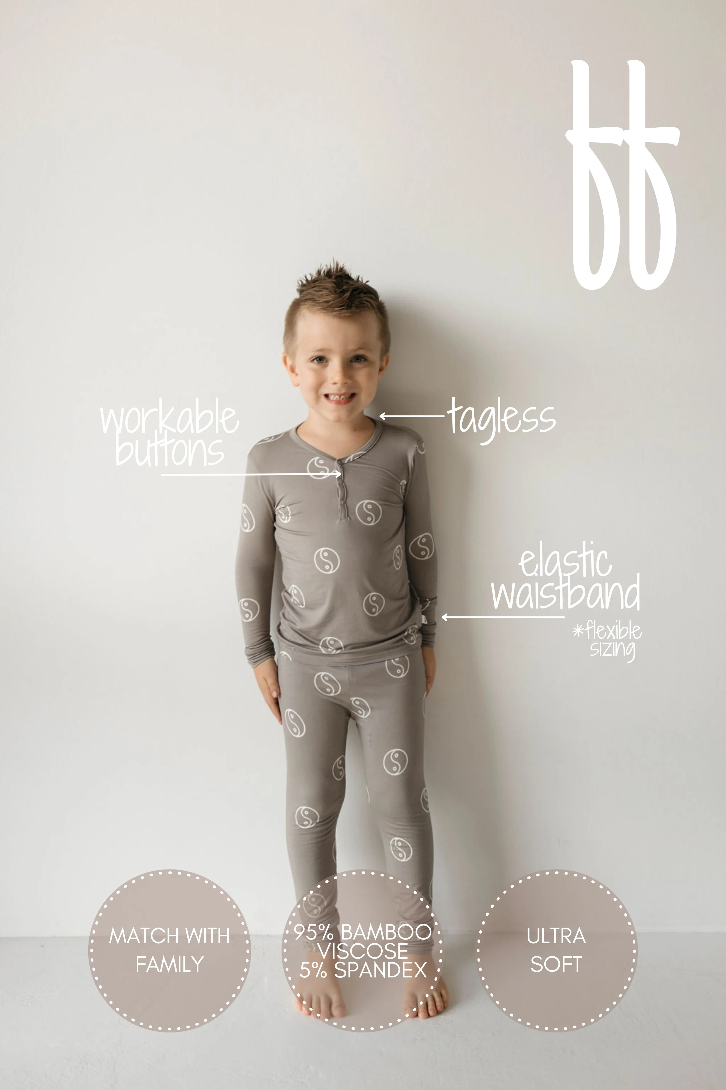 Bamboo Two Piece Pajamas | Sage Yin Yang - Image 2