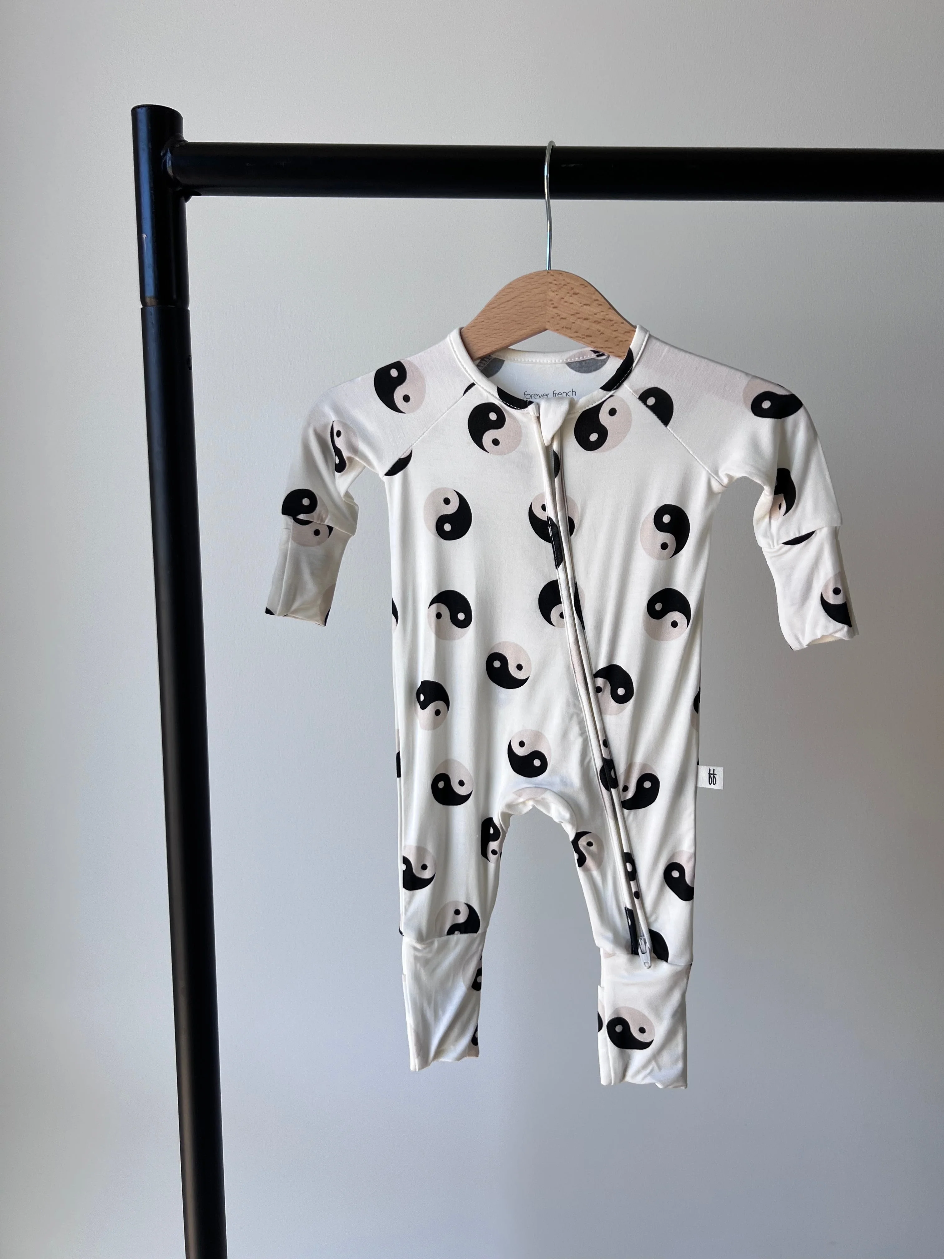 Bamboo Zip Pajamas | Black & White Yin Yang - Image 2