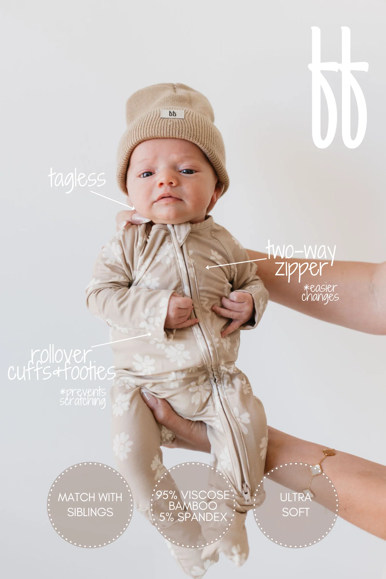 Bamboo Zip Pajamas | Lazy Daisy - Image 3
