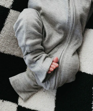 Bamboo Zip Pajamas | Ribbed Grey - Image 5