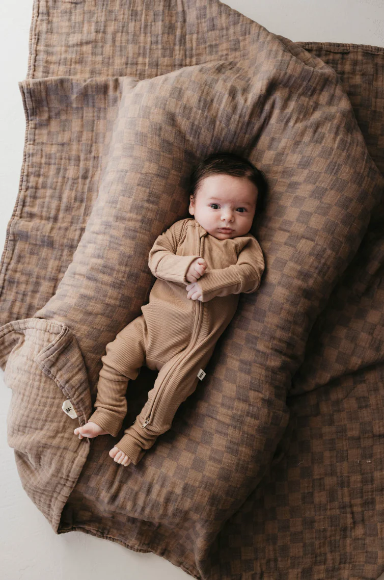 Bamboo Zip Pajamas | Ribbed Milk Chocolate - Image 2