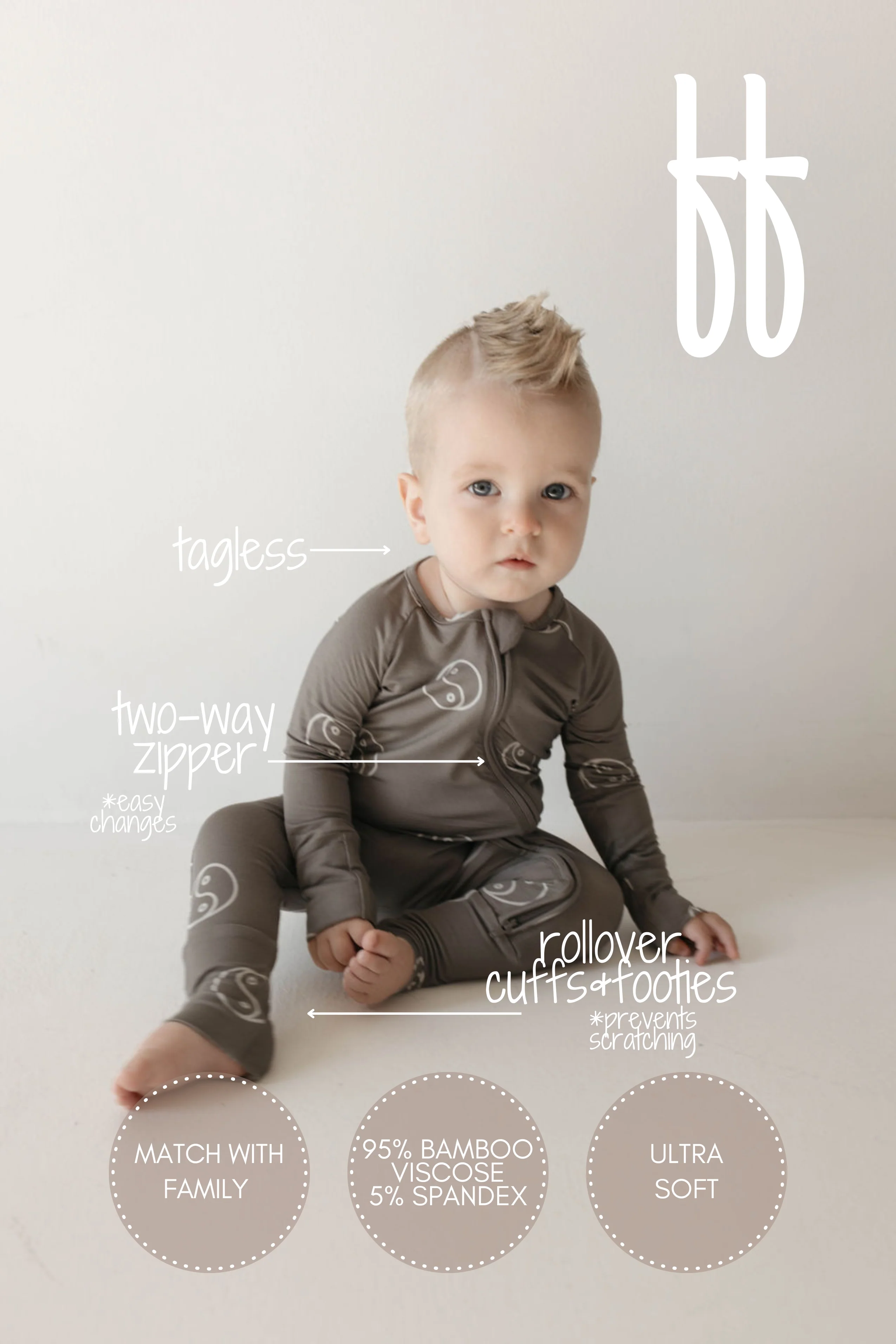 Bamboo Zip Pajamas | Sage Yin Yang - Image 2