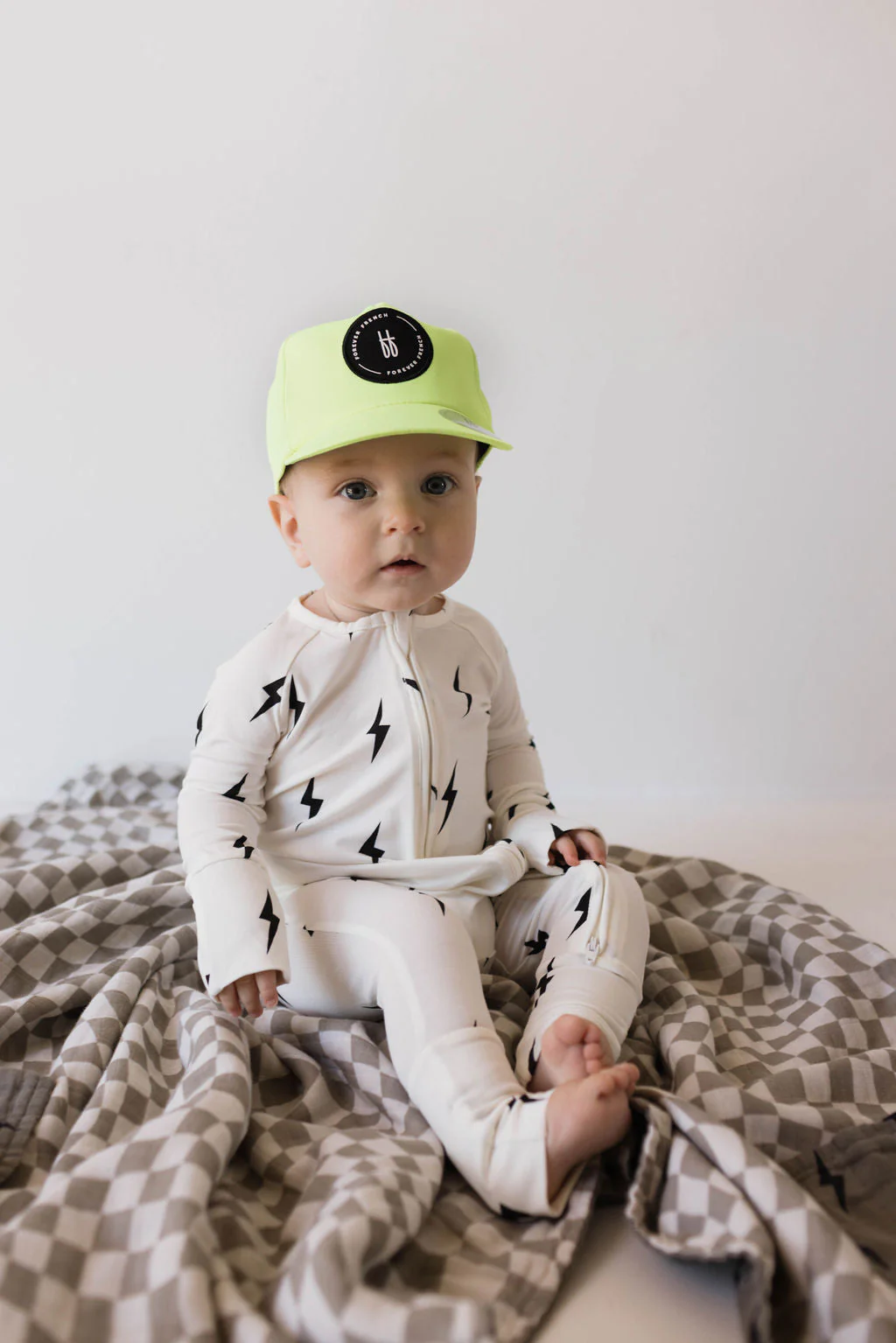 Bamboo Zip Pajamas | White & Black Lightning Bolt - Image 15