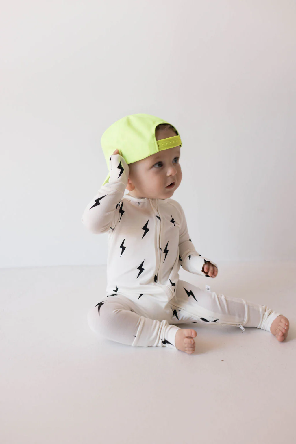 Bamboo Zip Pajamas | White & Black Lightning Bolt - Image 16