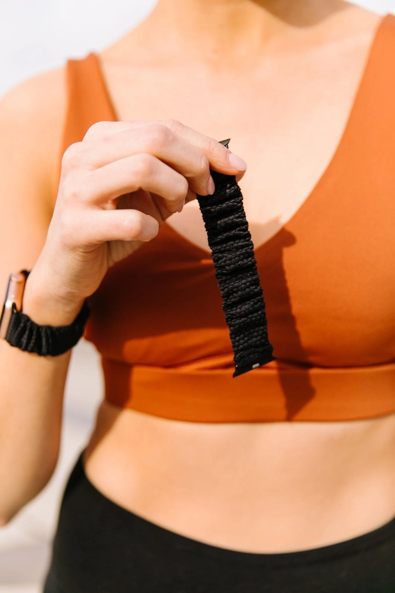 Black Hexagon Athletic Scrunchie Band Compatible with Apple Watch - Image 10