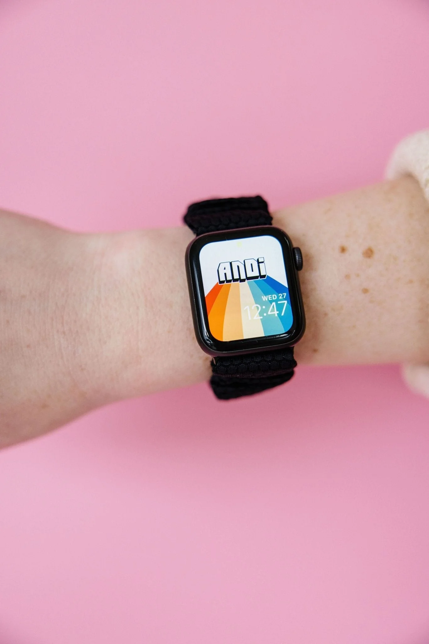 Black Hexagon Athletic Scrunchie Band Compatible with Apple Watch - Image 4