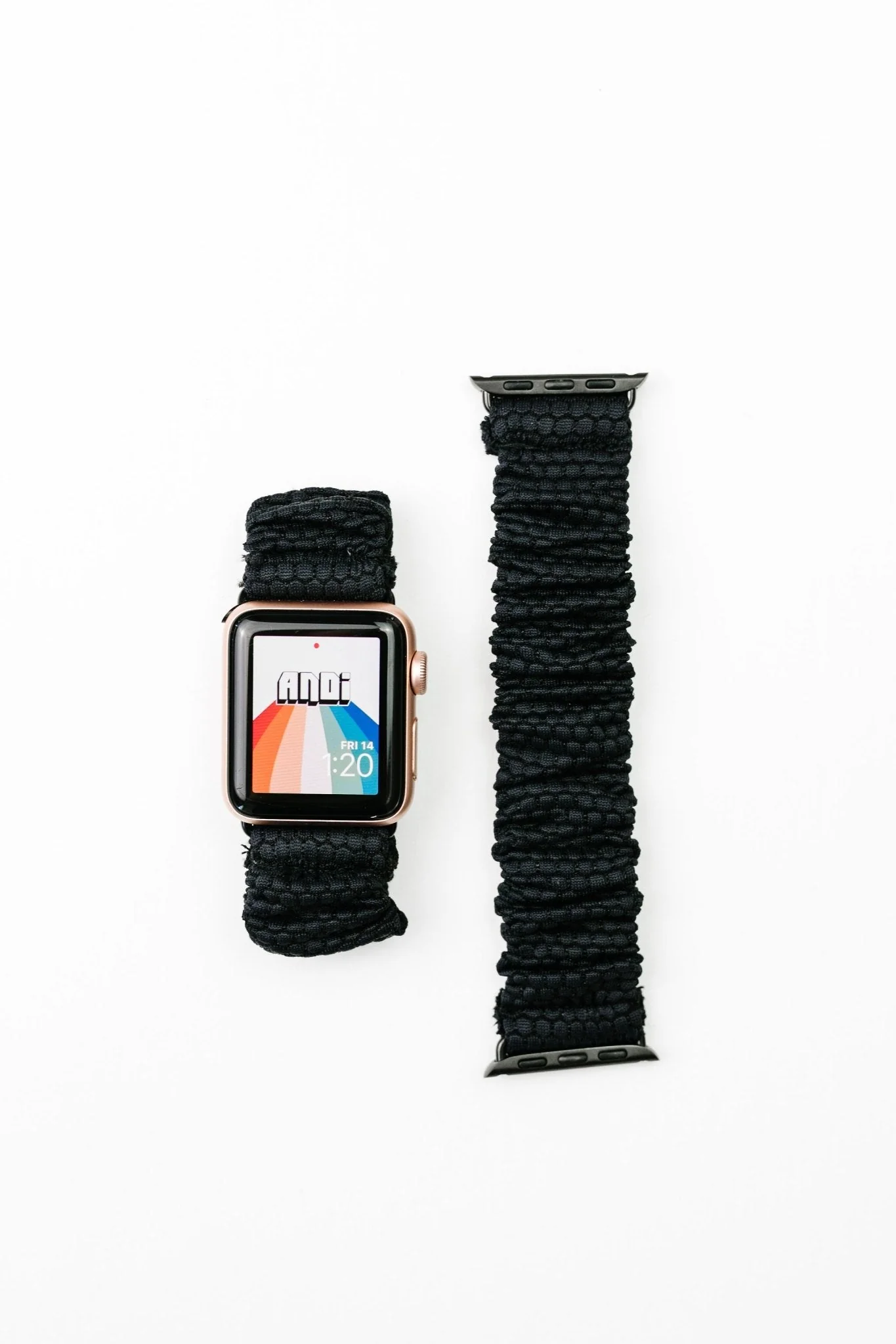 Black Hexagon Athletic Scrunchie Band Compatible with Apple Watch - Image 9