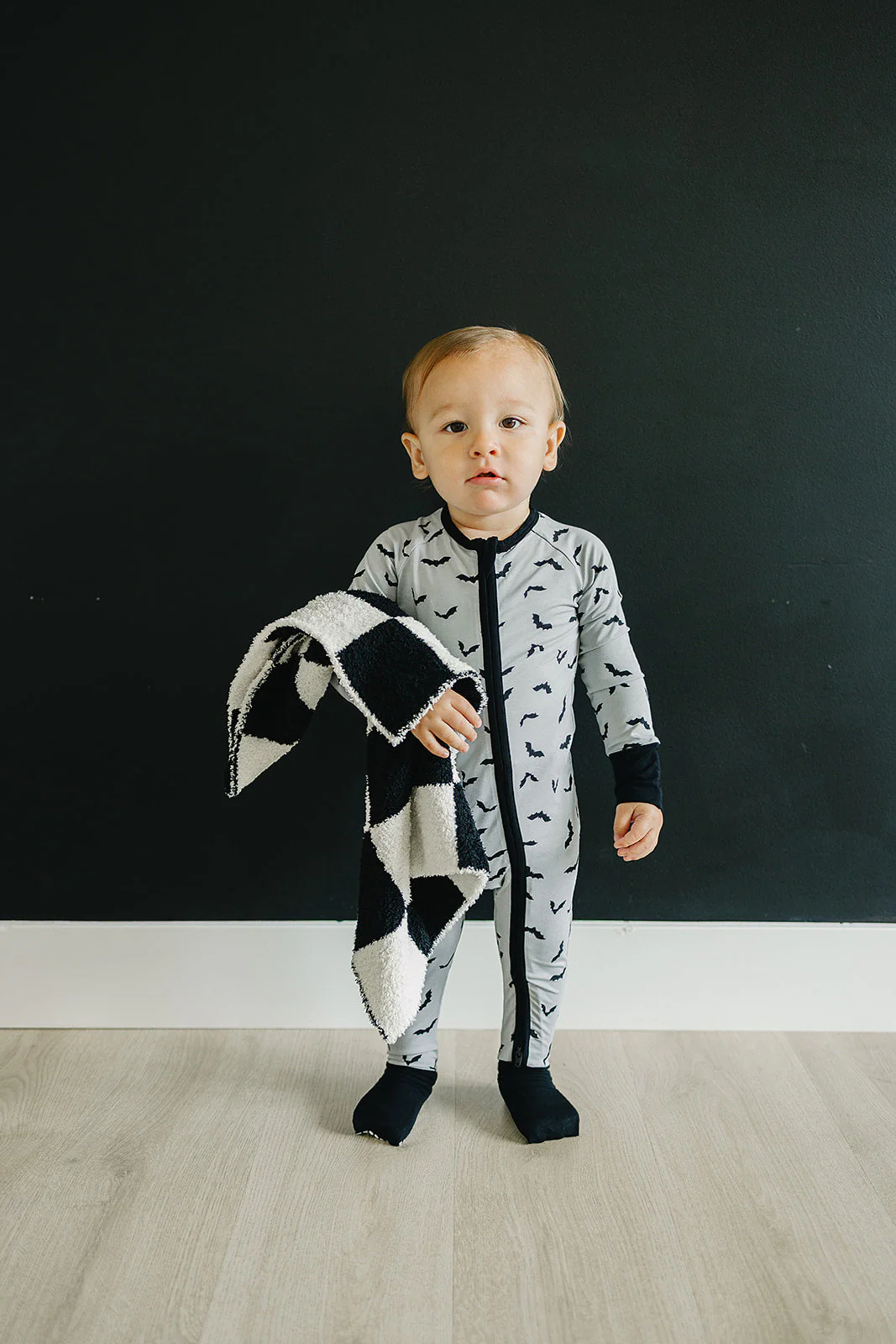 Black + White Checkered Plush Blanket - Image 2