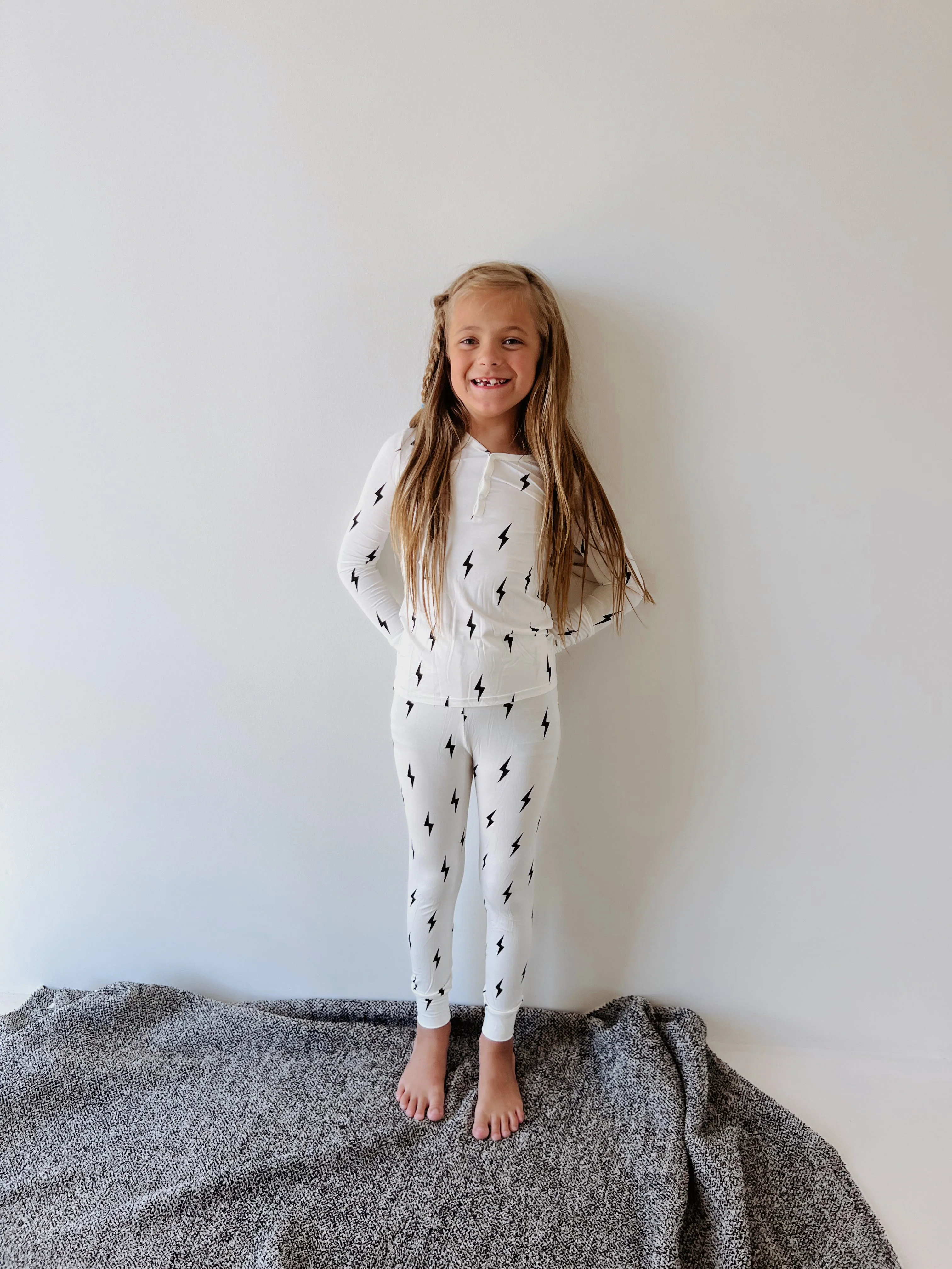 Black & White Lightning Bolt| Two Piece Bamboo Pajamas ff club - Image 2
