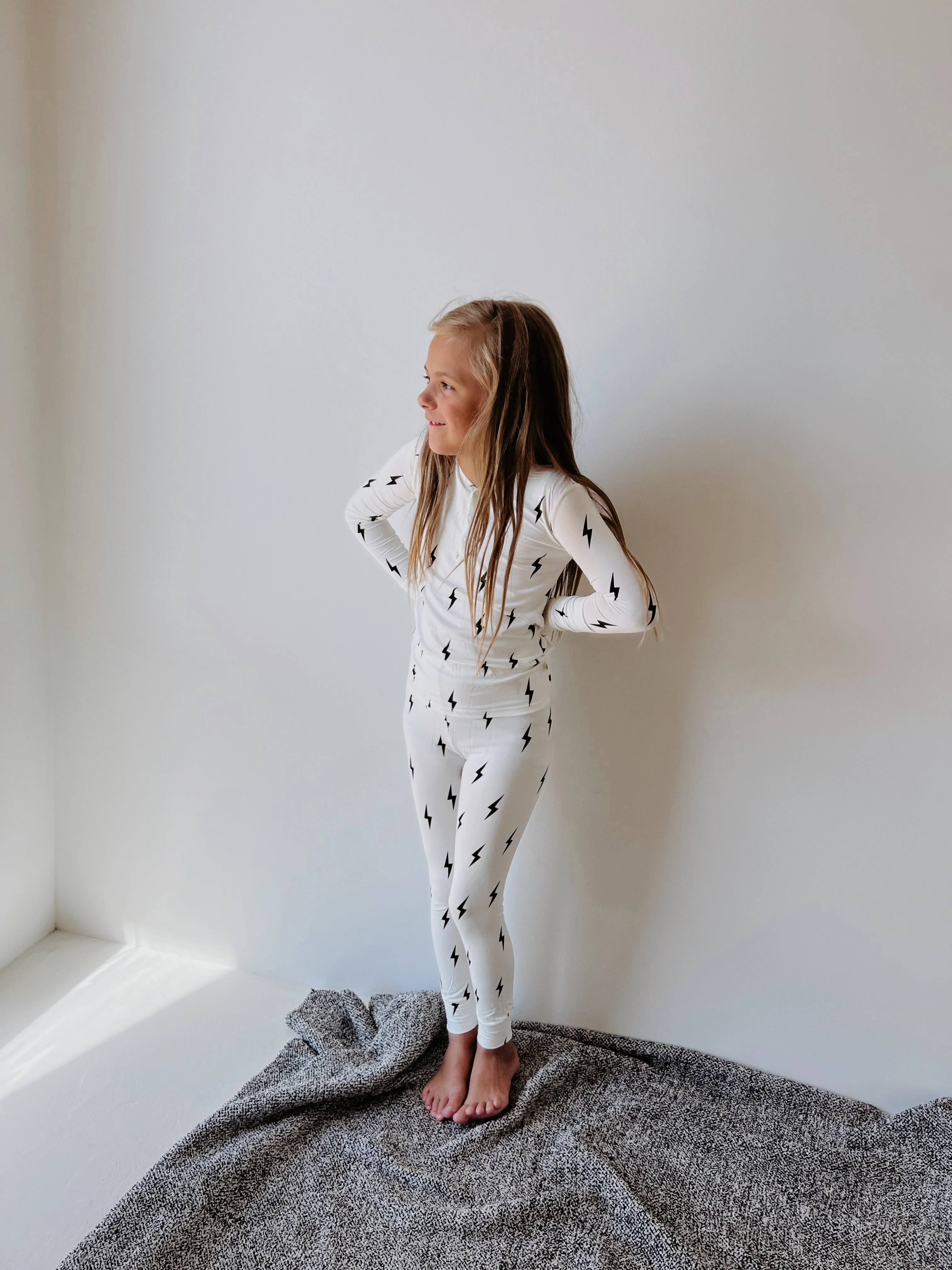 Black & White Lightning Bolt| Two Piece Bamboo Pajamas ff club - Image 4