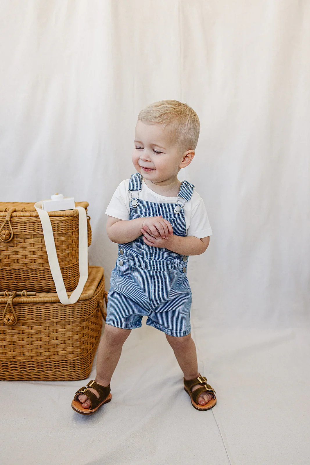 Blue Stripe Short Overalls - Image 2