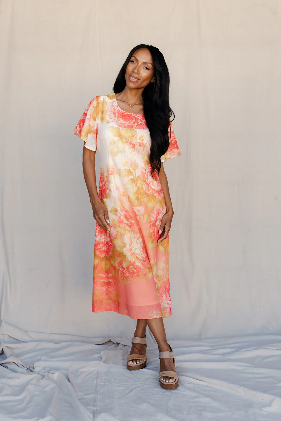 Blushing Meadow Flutter Sleeve Dress - Image 2
