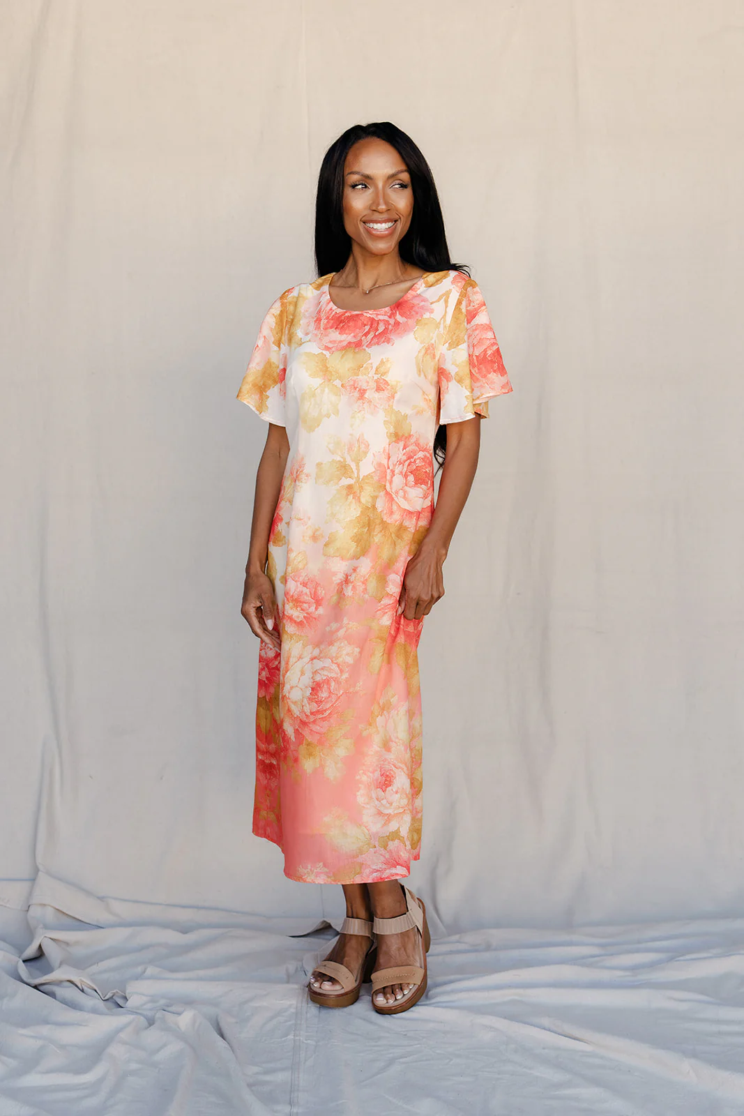 Blushing Meadow Flutter Sleeve Dress - Image 3