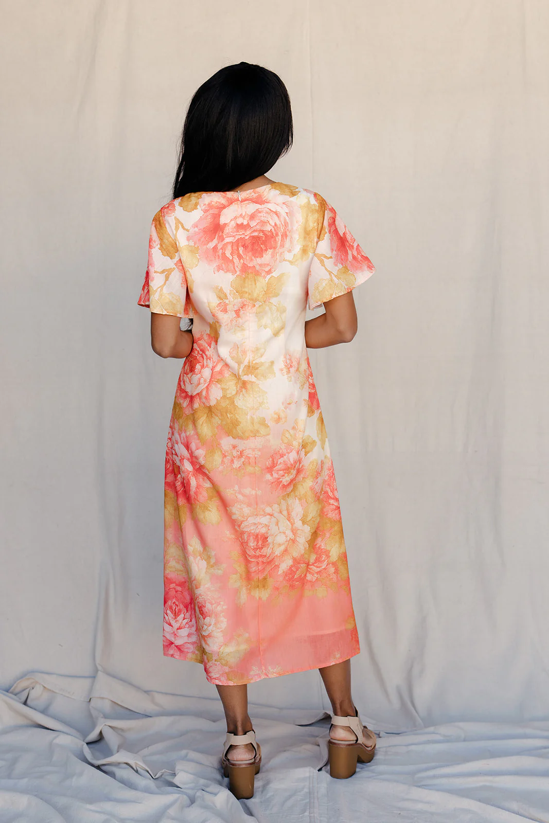 Blushing Meadow Flutter Sleeve Dress - Image 4