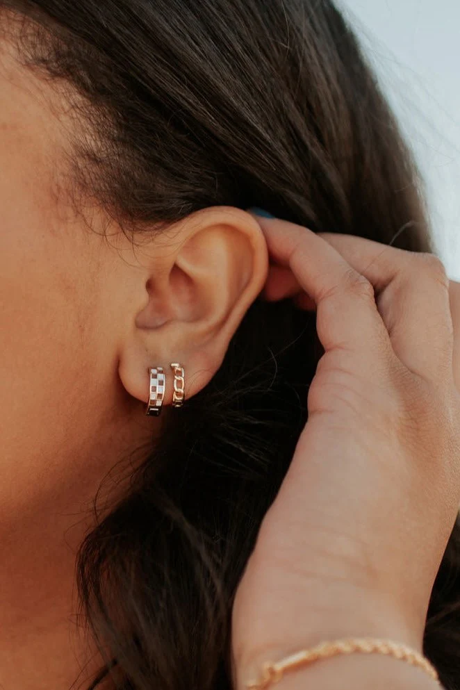Brown & White Checkered Hoops - Image 5