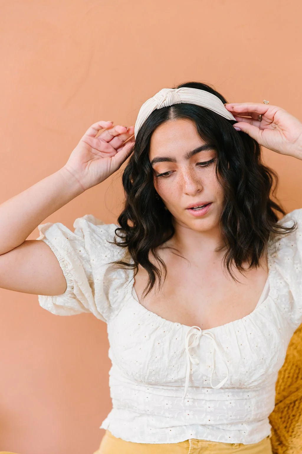 Champagne Pleated Hard Headband - Image 6