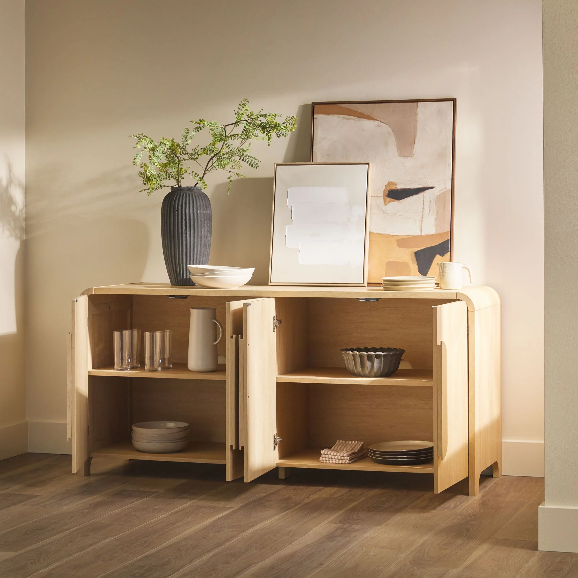 Chantelle 64" Modern Curved Buffet Sideboard & TV Stand - Image 2