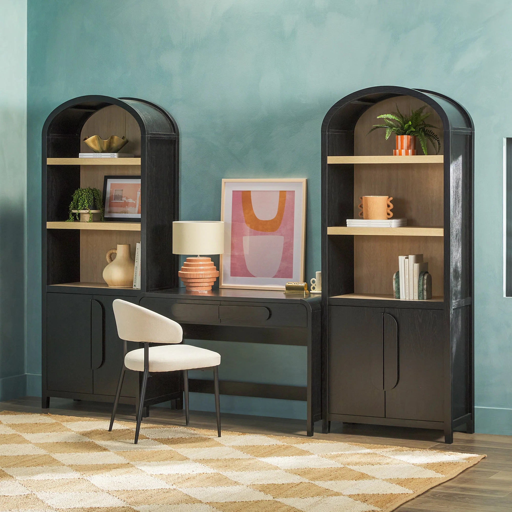 Chantelle Modern Arched Bookshelf with Cabinet - Image 11