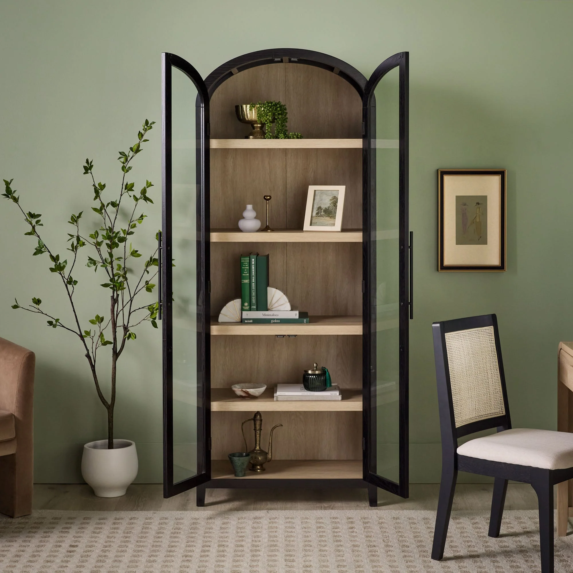 Chantelle Modern Arched Bookshelf with Glass Doors - Image 2