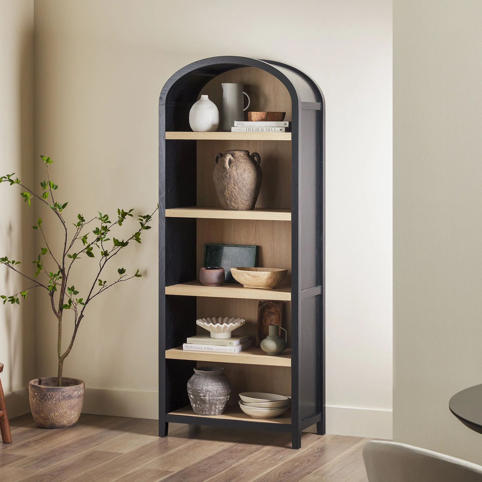 Chantelle Modern Arched Bookshelf with Open Shelves - Image 4