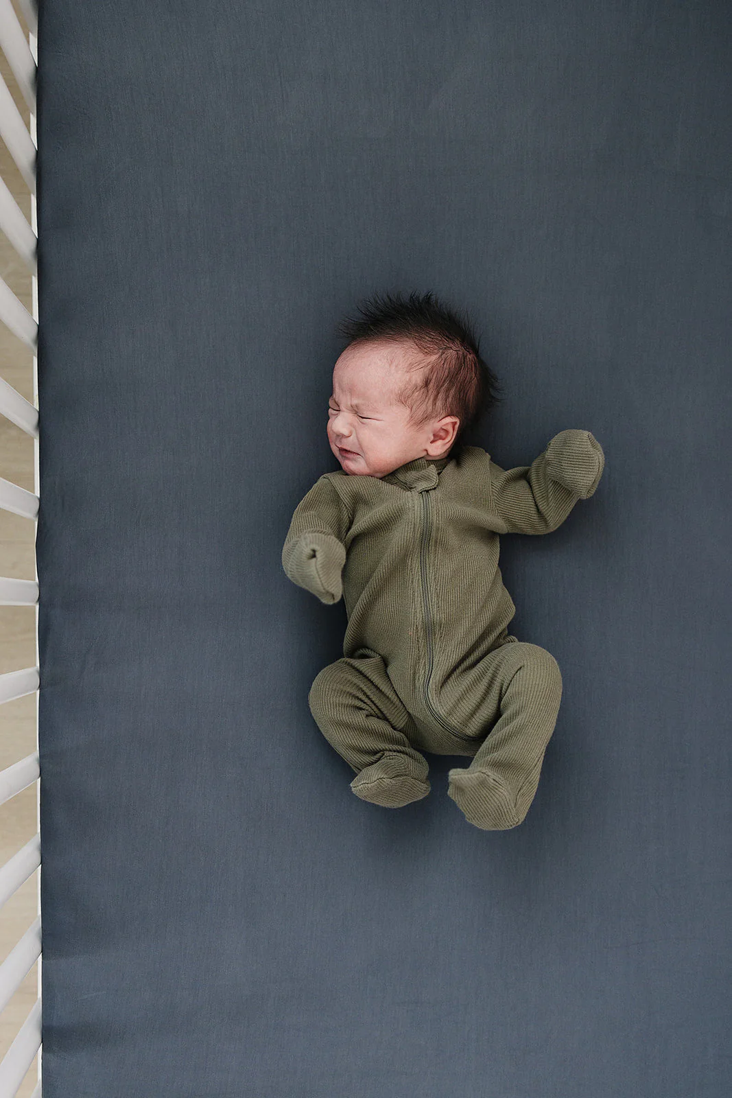 Charcoal Bamboo Stretch Crib Sheet - Image 2