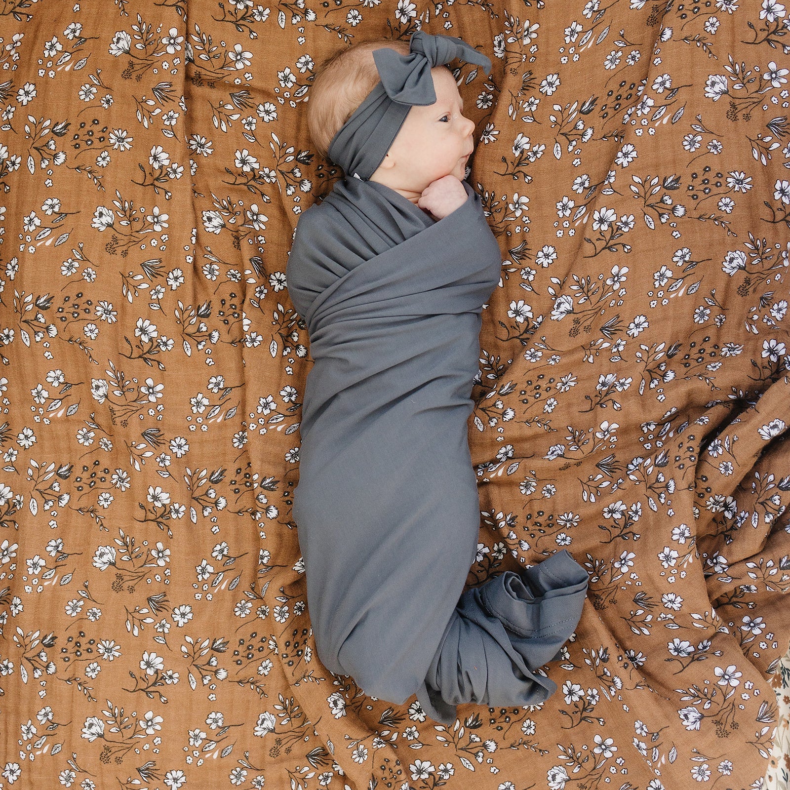Charcoal Bamboo Stretch Swaddle - Image 8