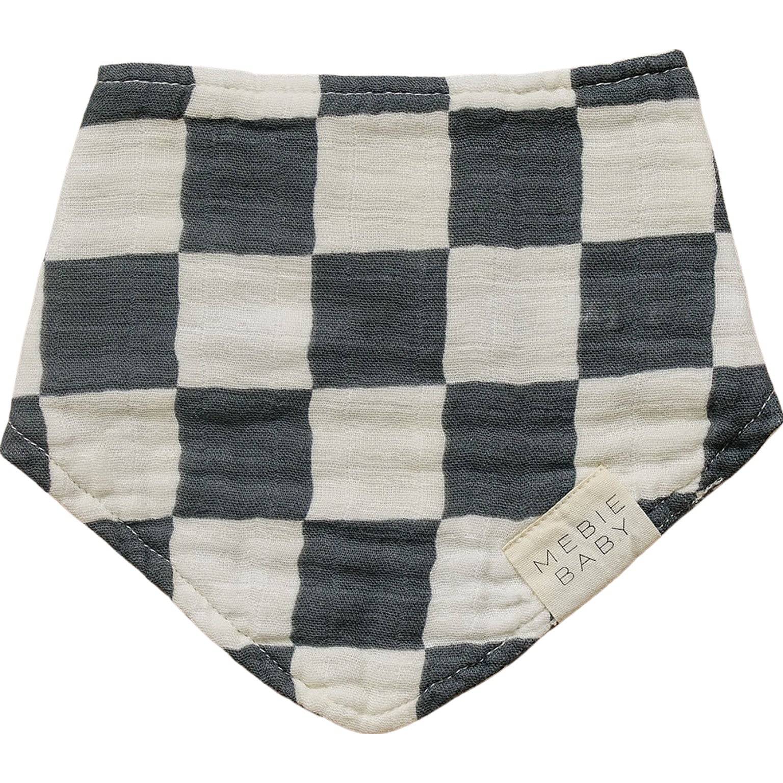 Charcoal Checkered Muslin Bib - Image 2