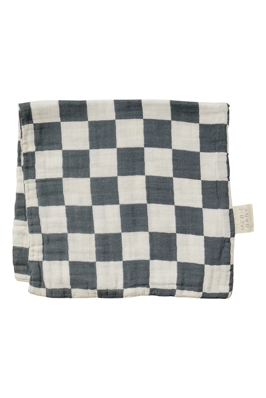 Charcoal Checkered Muslin Burp Cloth - Image 2