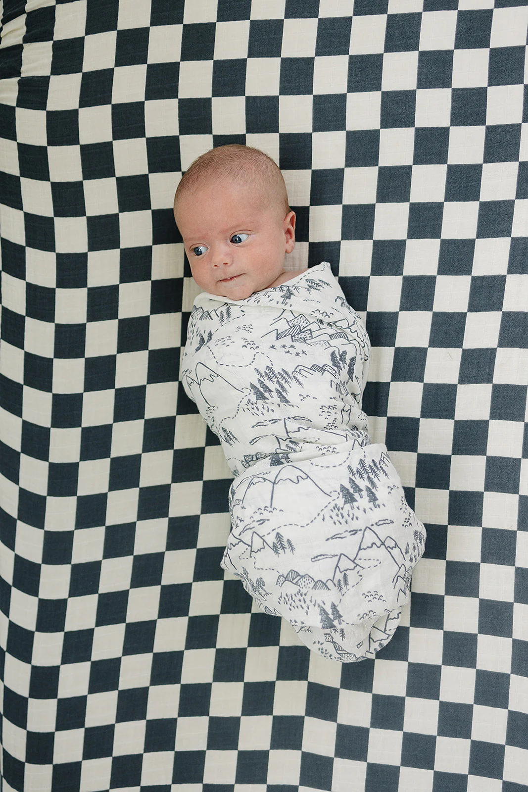 Charcoal Checkered Muslin Crib Sheet - Image 2