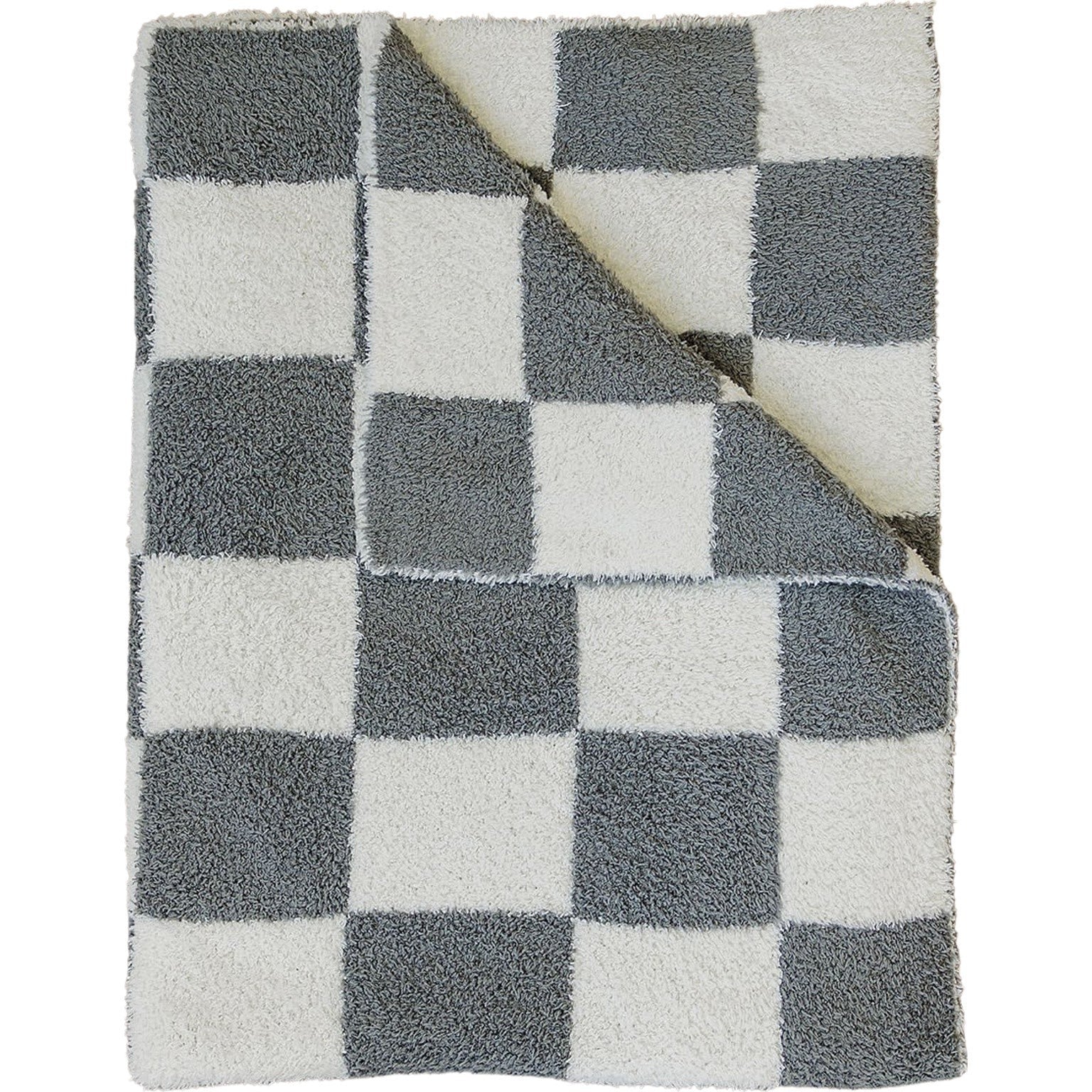 Charcoal Checkered Plush Blanket - Image 4
