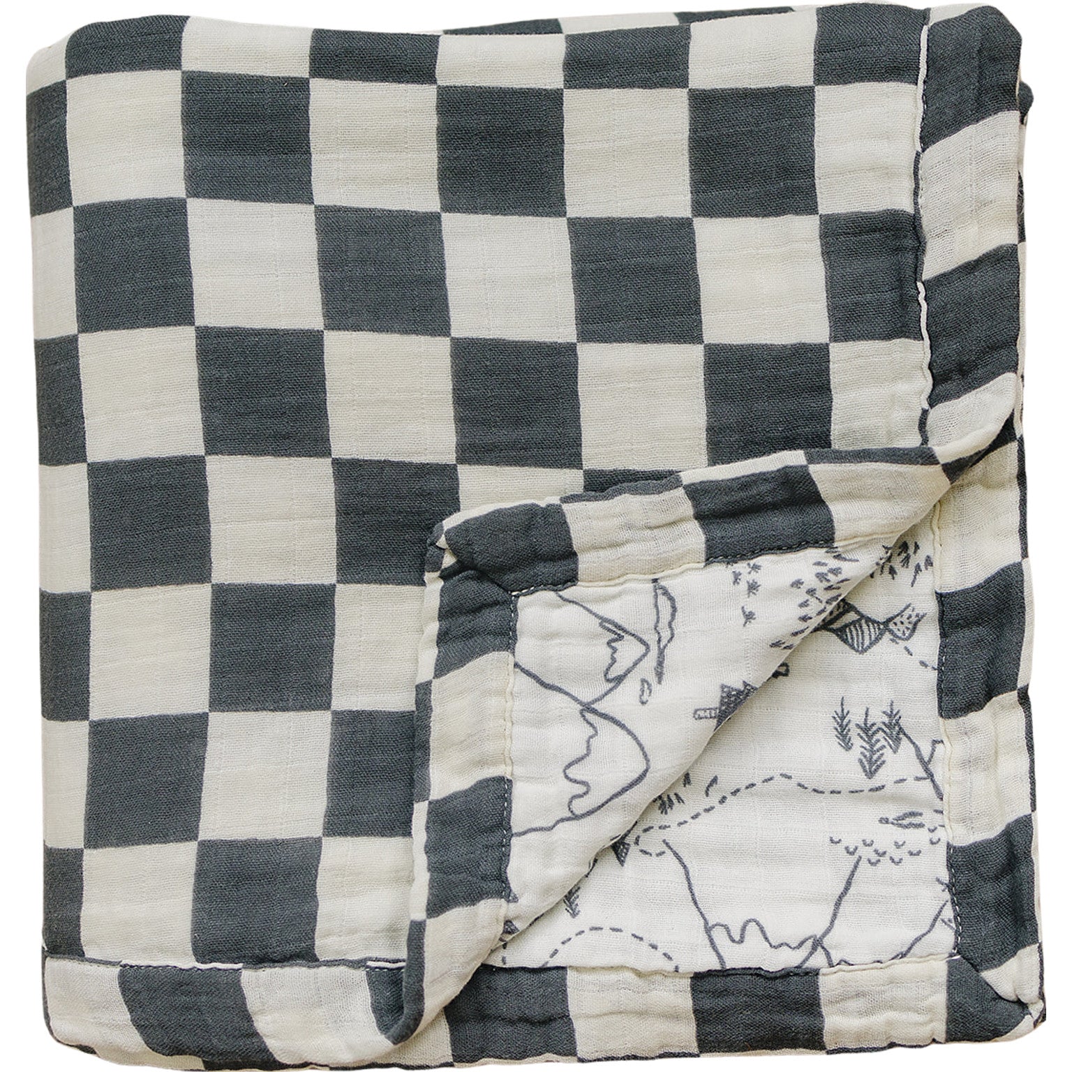 Charcoal Checkered + Summit Muslin Quilt - Image 3