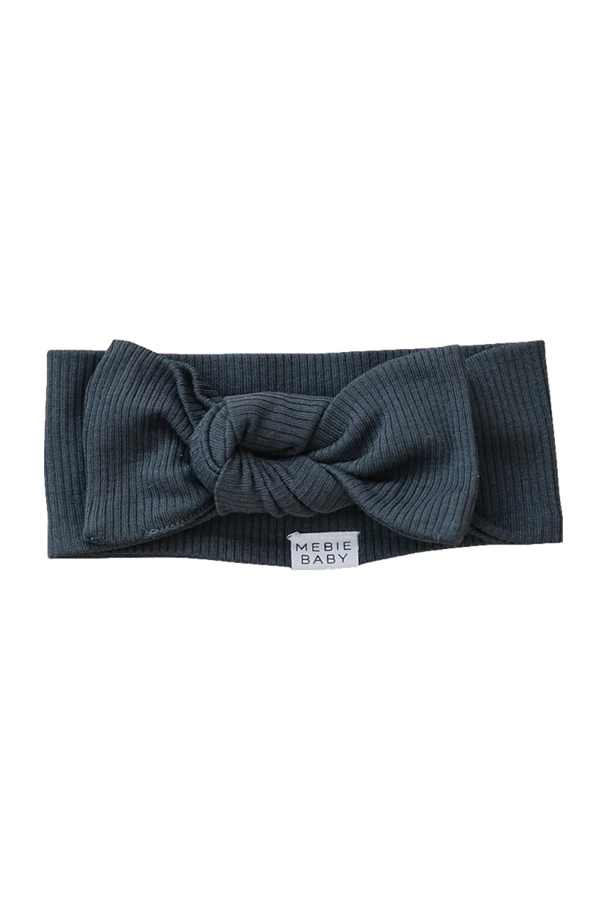 Charcoal Organic Cotton Ribbed Head Wrap - Image 2